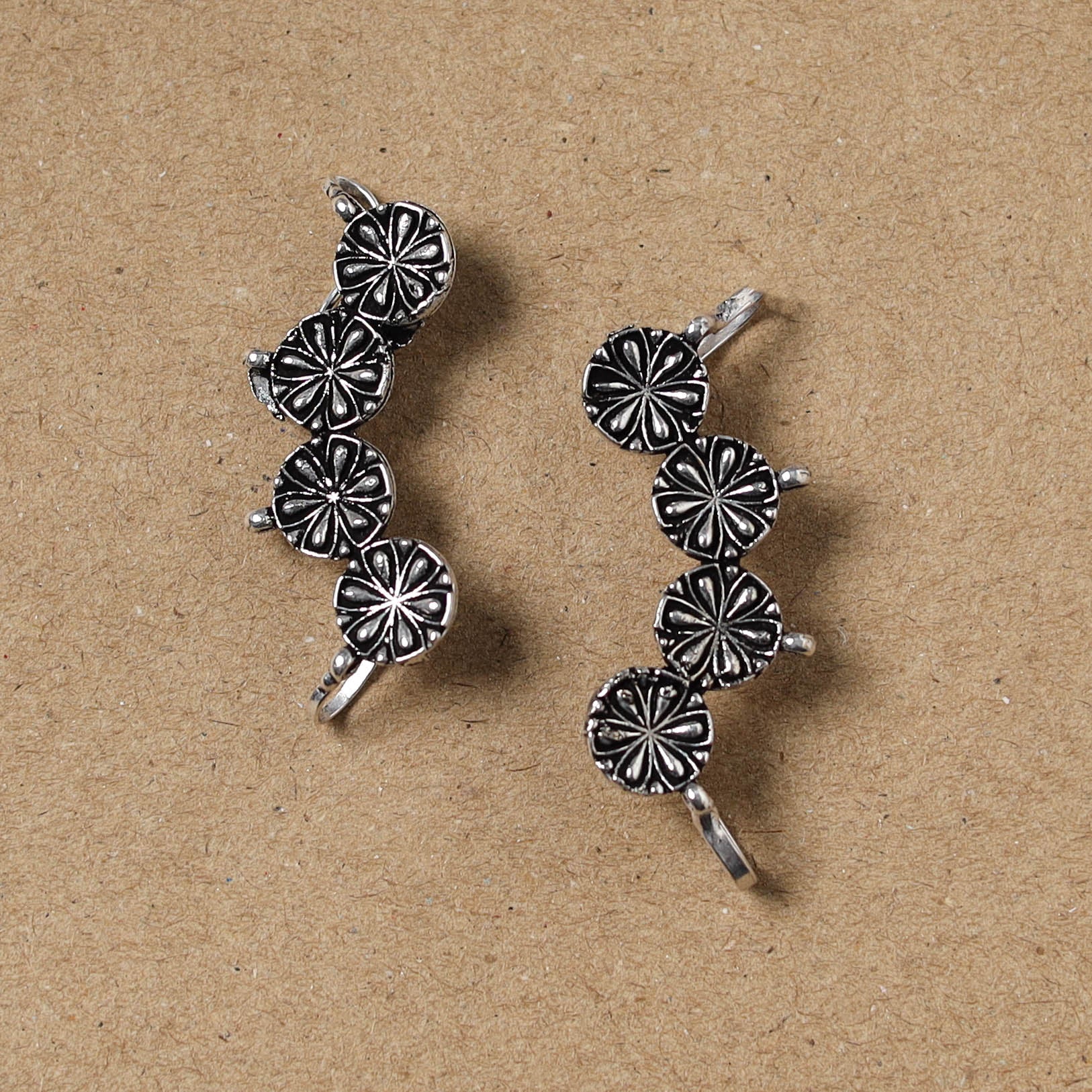 Black - German Silver Plated Ear-Cuff Bugatti / Bugadi Earrings 26 - Image 2