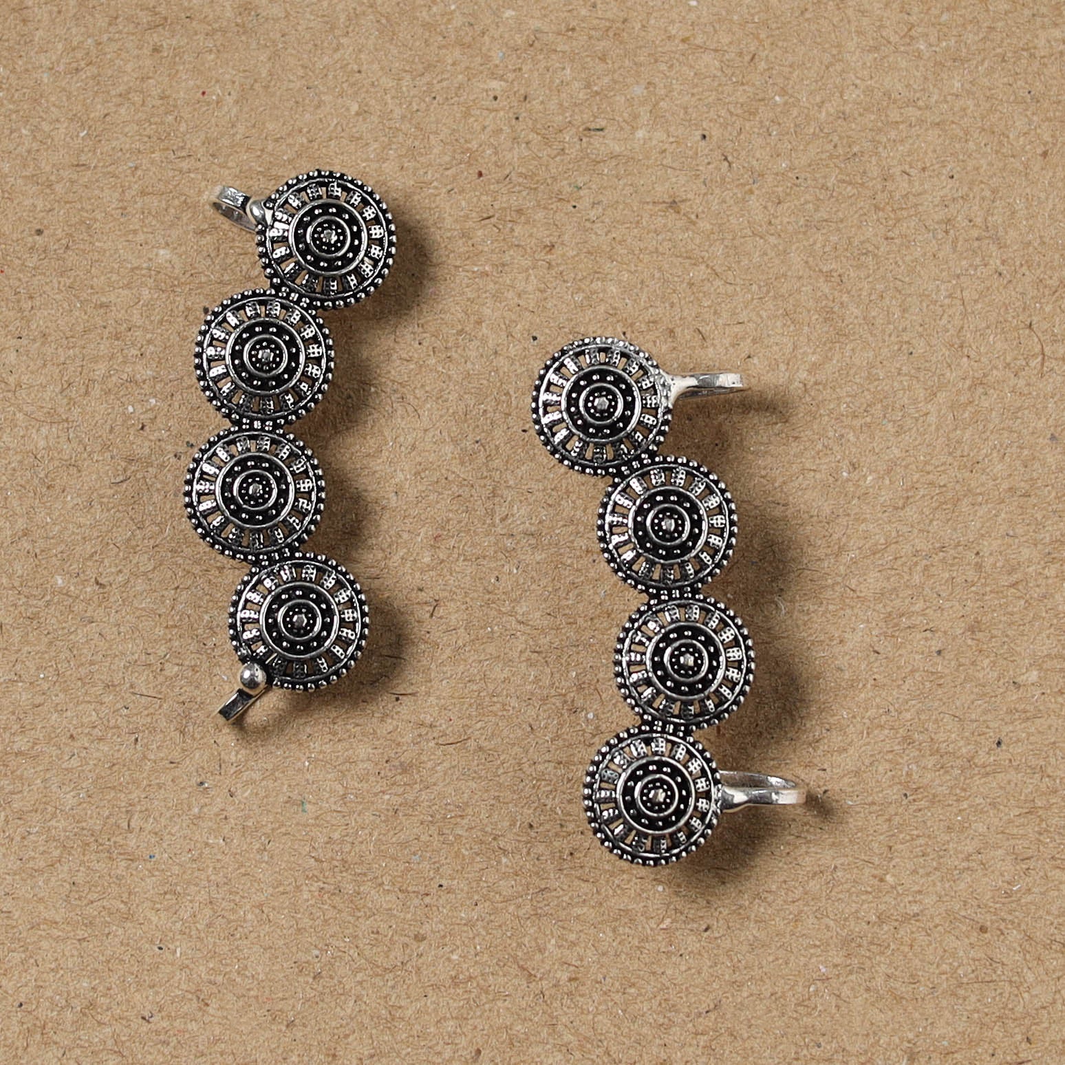 Grey - German Silver Plated Ear-Cuff Bugatti / Bugadi Earrings 27 - Image 2