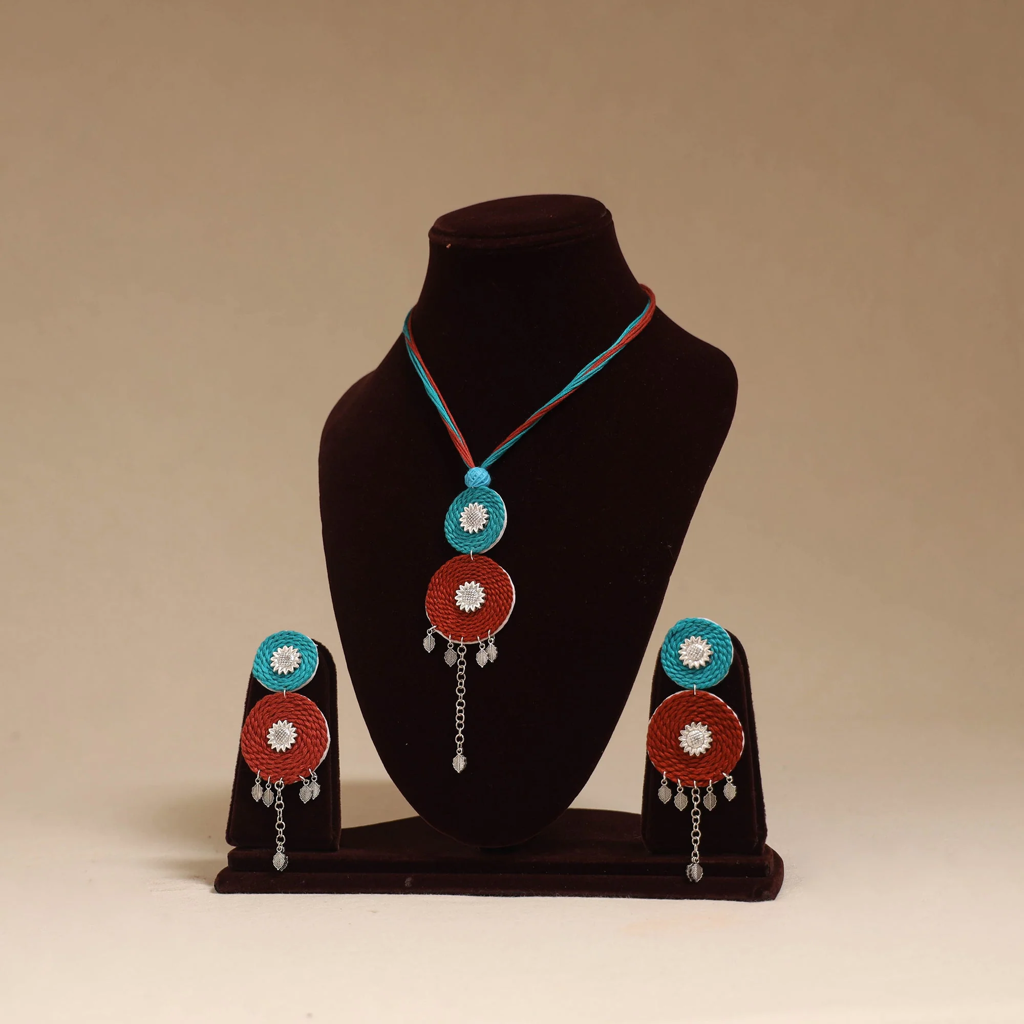 Multicolor - German Silver Thread Necklace Set 04