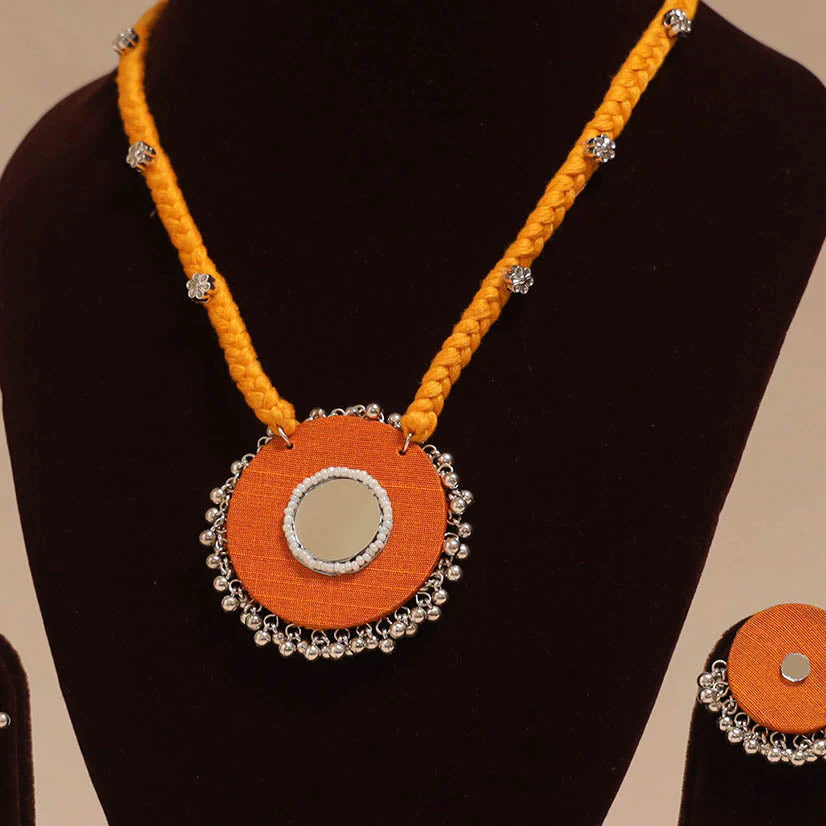 Ghungroo Mirror Work Fabart Necklace Set 10 - Image 2