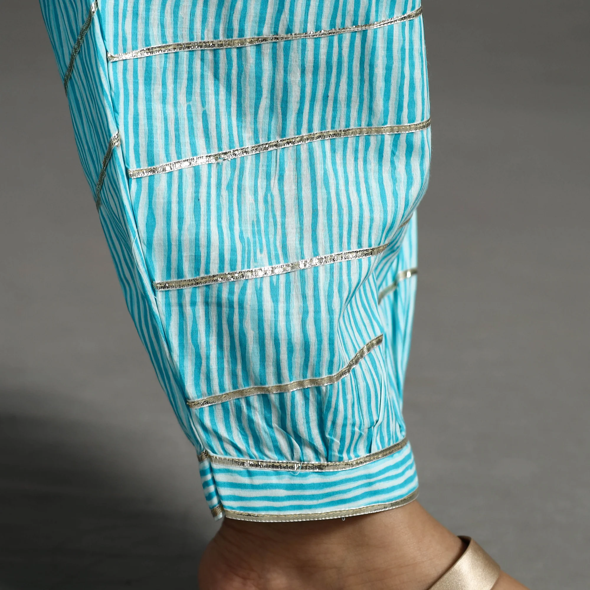 Blue - Gota Work Cotton Jaipur Afghani Salwar 09 - Image 6