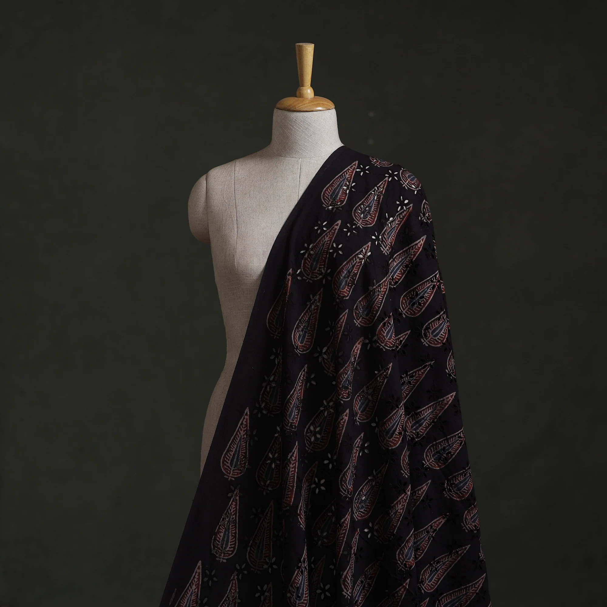 Brown - Hakoba Hand Block Ajrakh Print Natural Dyed Cotton Fabric 108 - Image 2