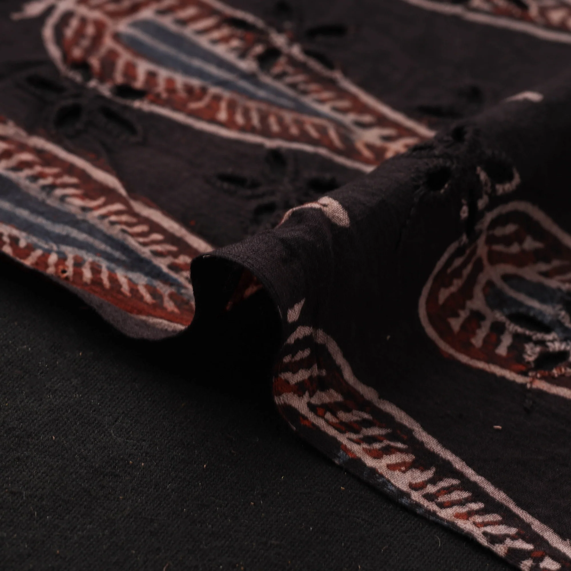 Brown - Hakoba Hand Block Ajrakh Print Natural Dyed Cotton Fabric 108 - Image 4
