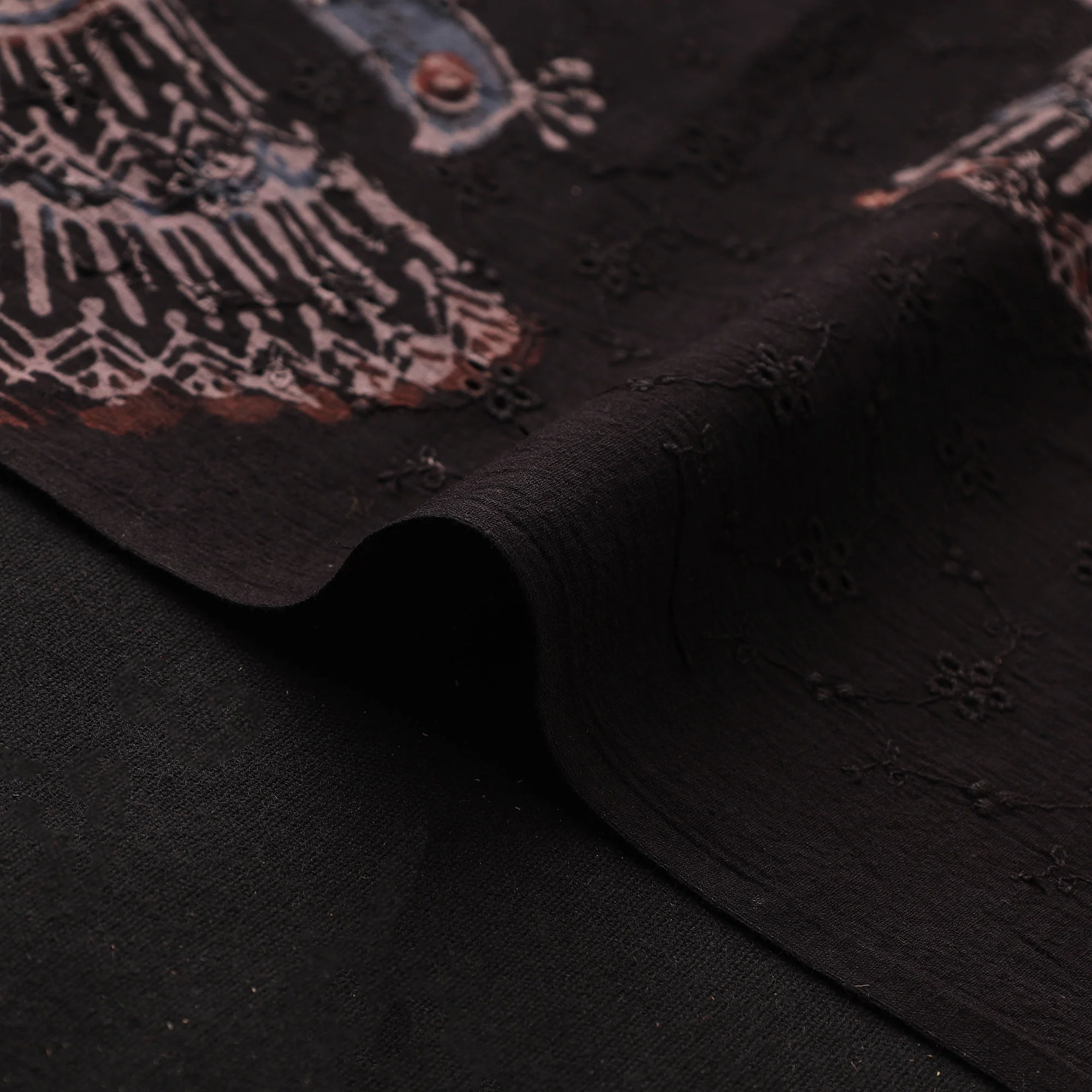Black - Hakoba Hand Block Ajrakh Print Natural Dyed Cotton Fabric 20 - Image 4