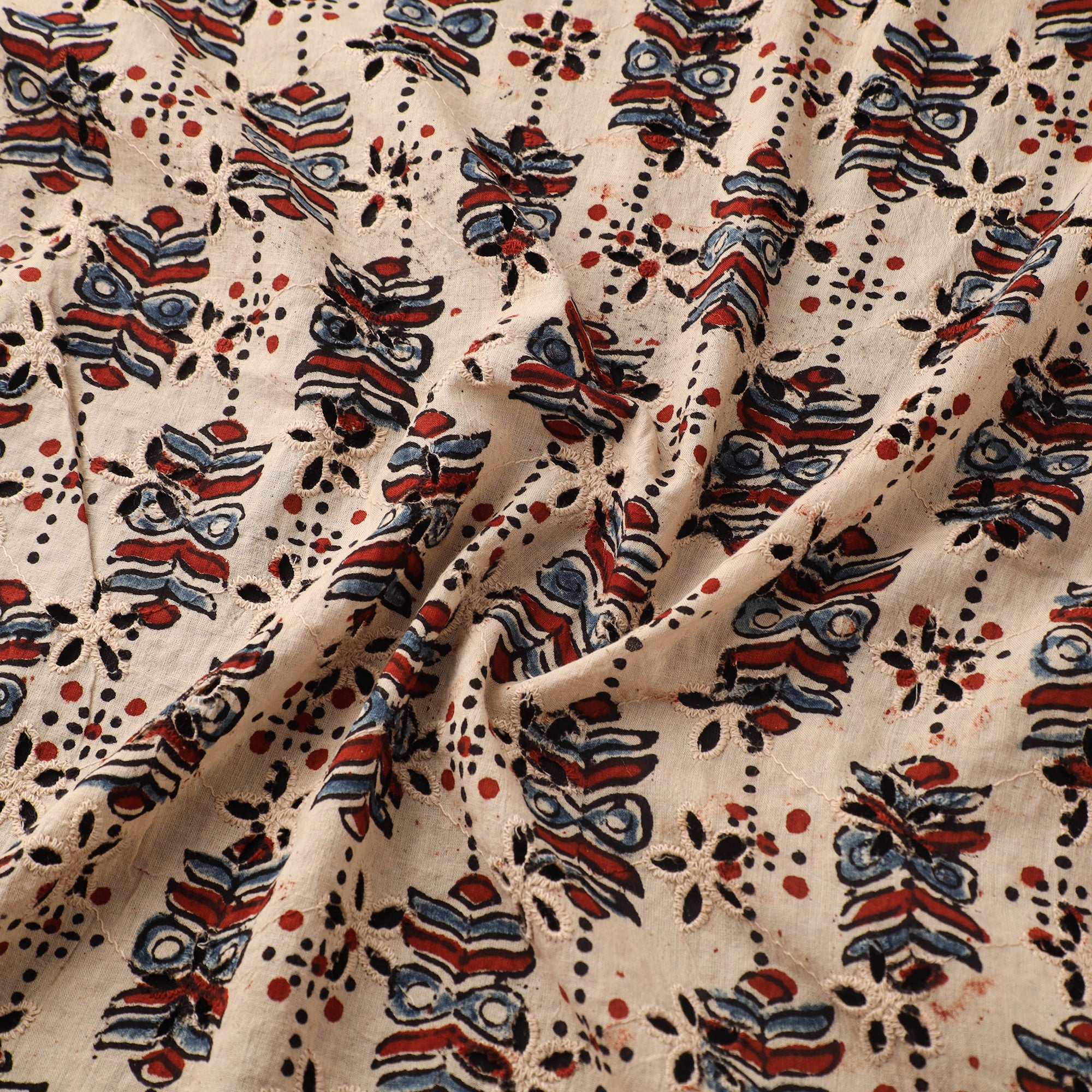 Beige - Hakoba Hand Block Ajrakh Print Natural Dyed Cotton Fabric 26 - Image 3
