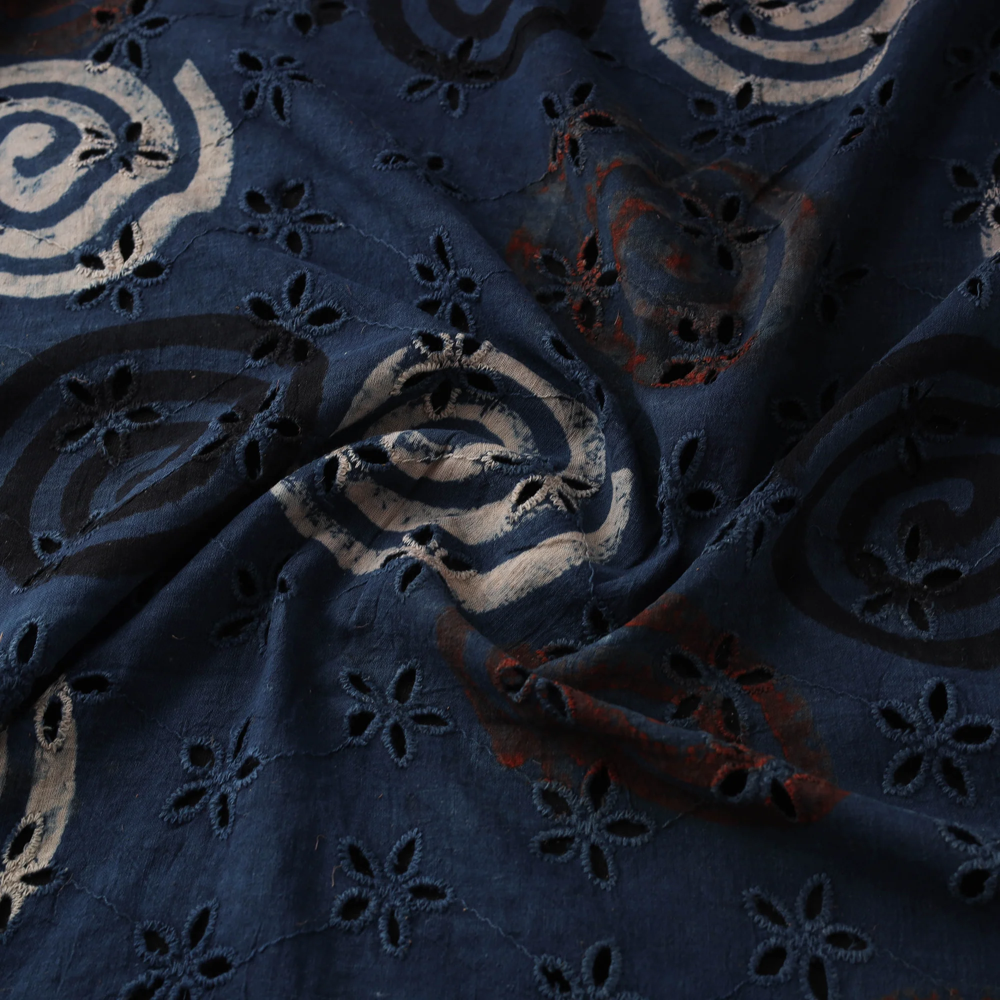 Blue - Hakoba Hand Block Ajrakh Print Natural Dyed Cotton Fabric 66 - Image 3