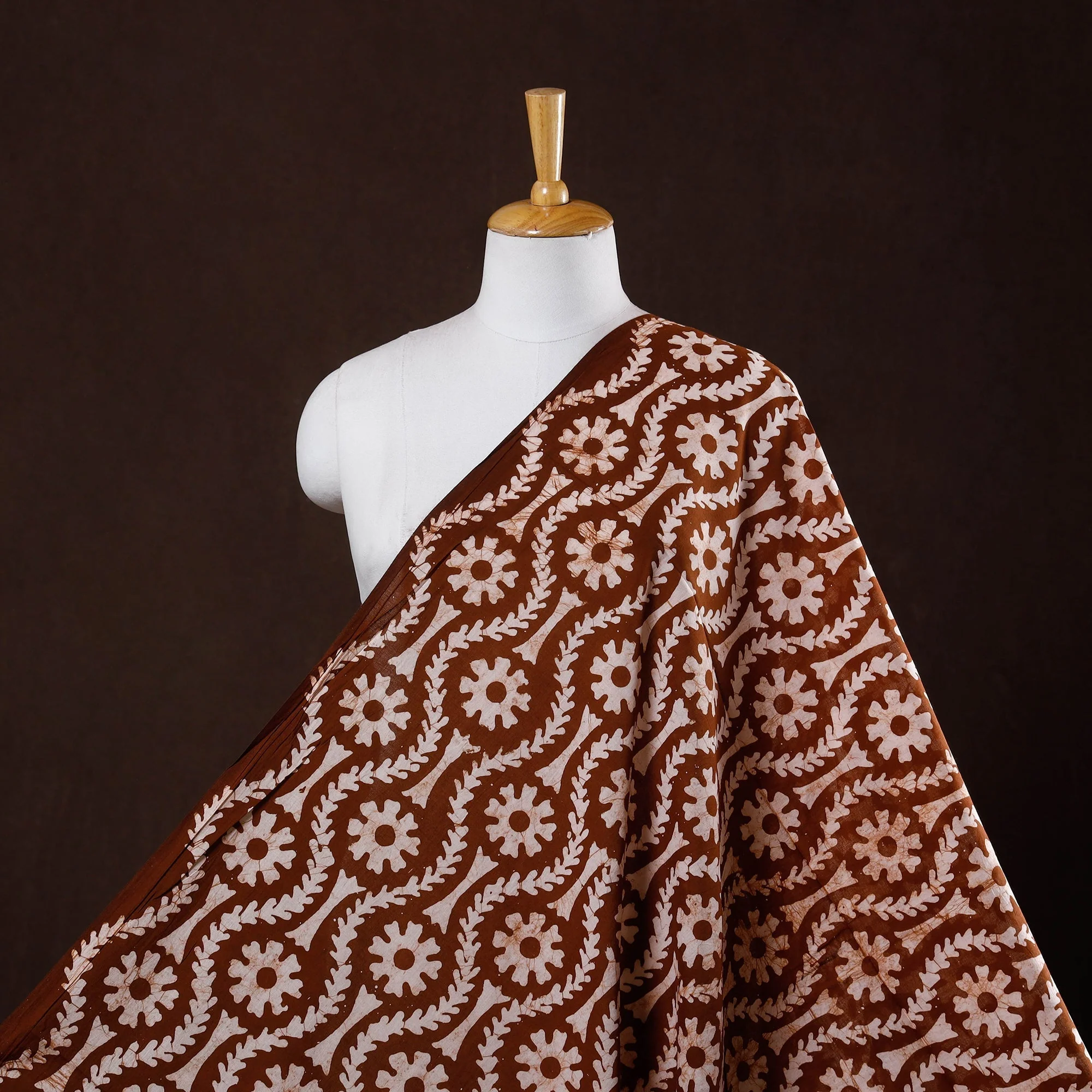 Brown - Hand Batik Print Cotton Fabric 07