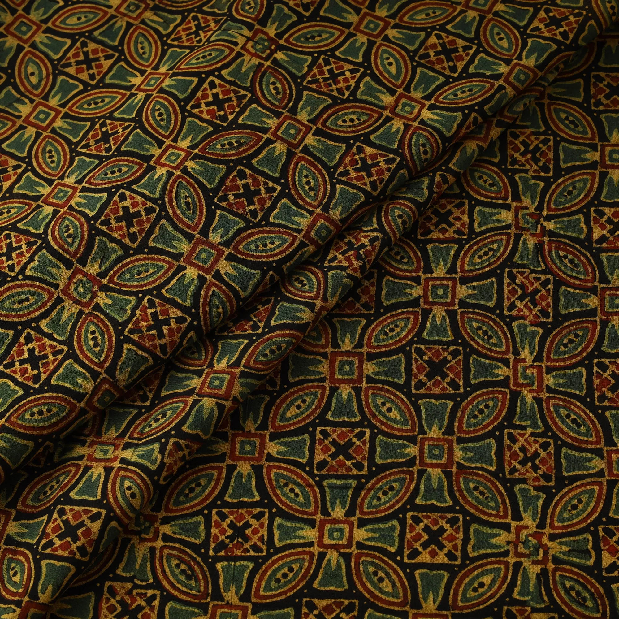 Hand Block Ajrakh Print Natural Dyed Cotton Fabric 27 - Image 2
