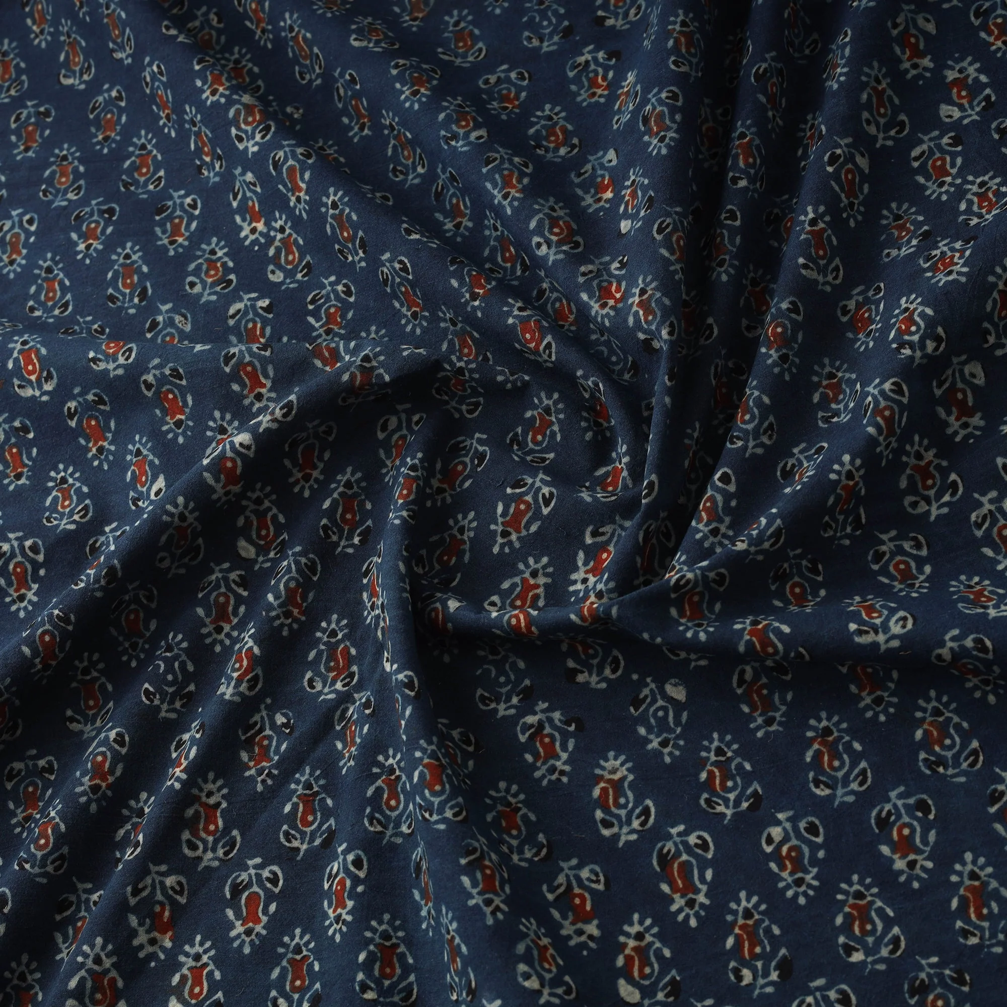Hand Block Ajrakh Print Natural Dyed Cotton Fabric 38 - Image 3