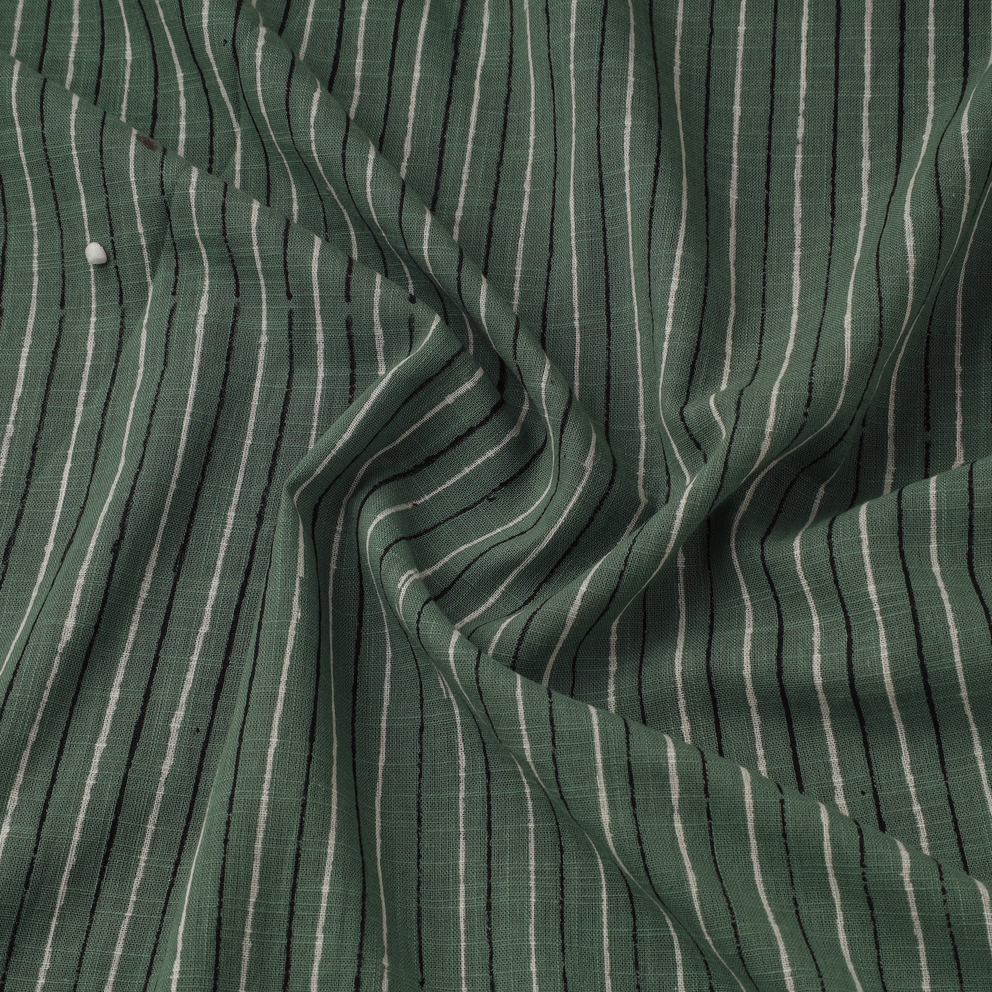 Green - Hand Block Akola Print Slub Cotton Fabric 01 - Image 3