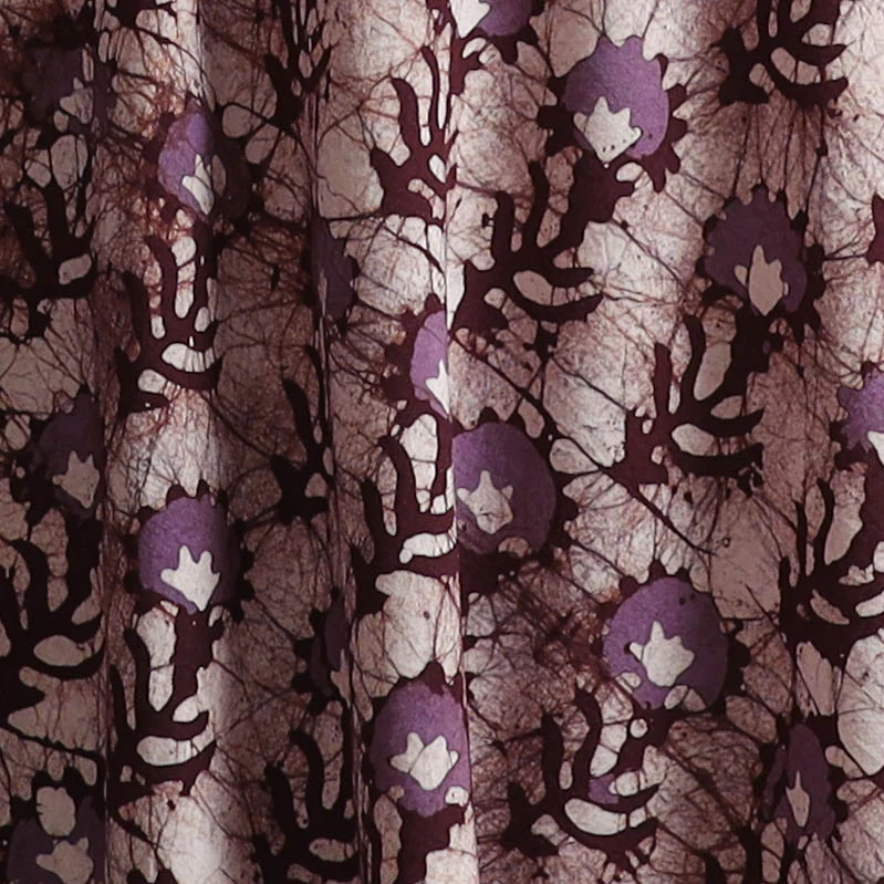Brown - Hand Block Batik Print Cotton Fabric 04 - Image 3