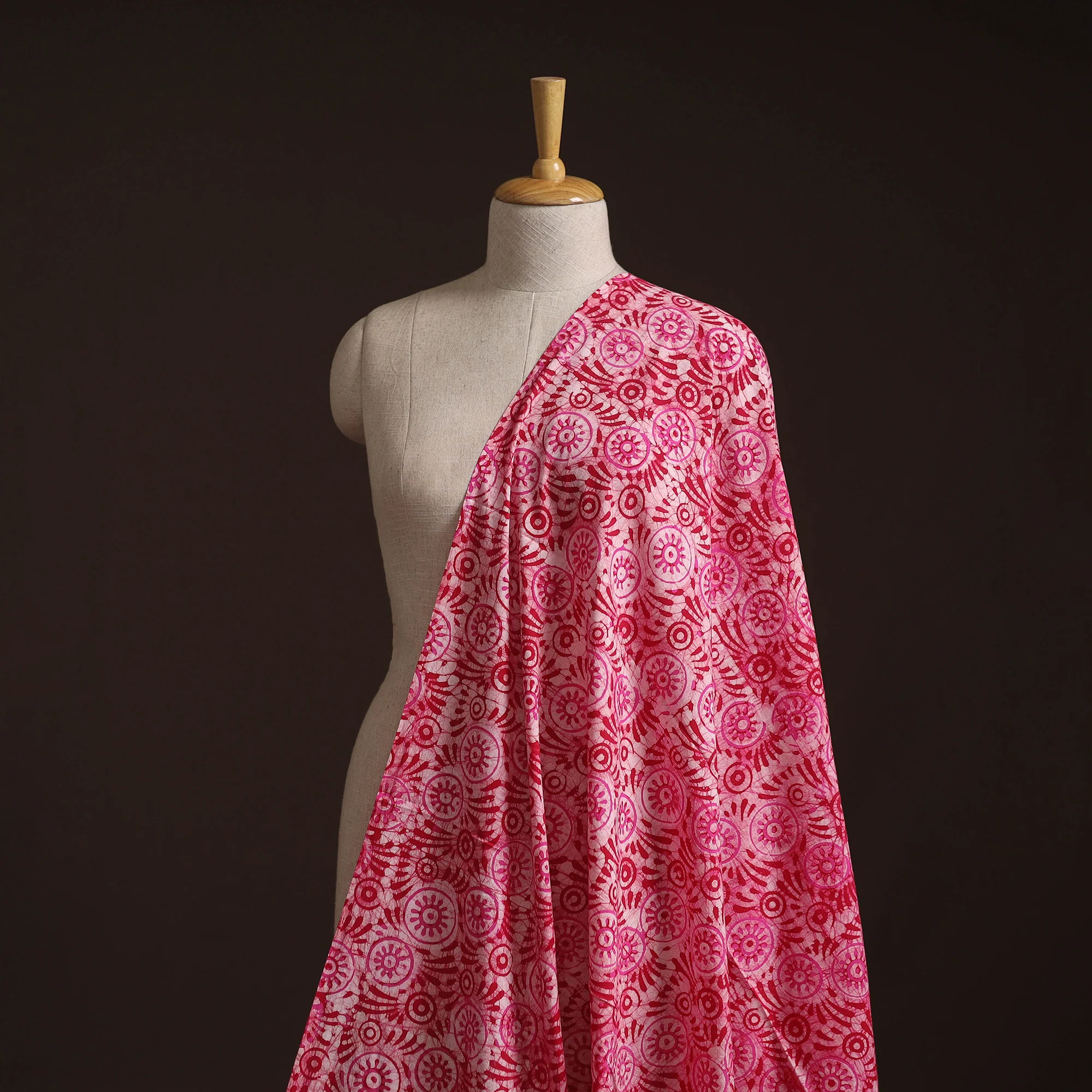 Pink - Hand Block Batik Print Cotton Fabric 07