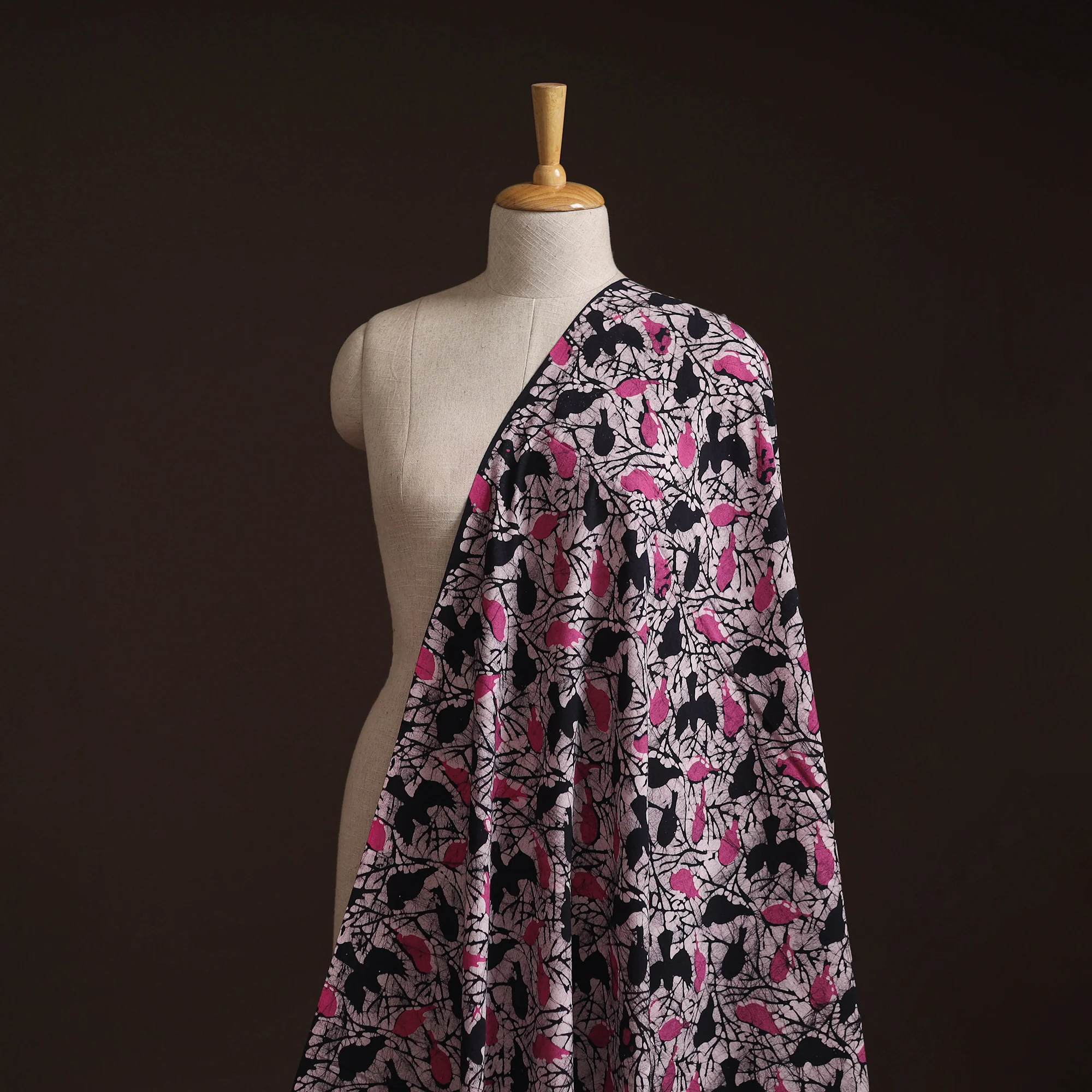 Pink - Hand Block Batik Print Cotton Fabric 08