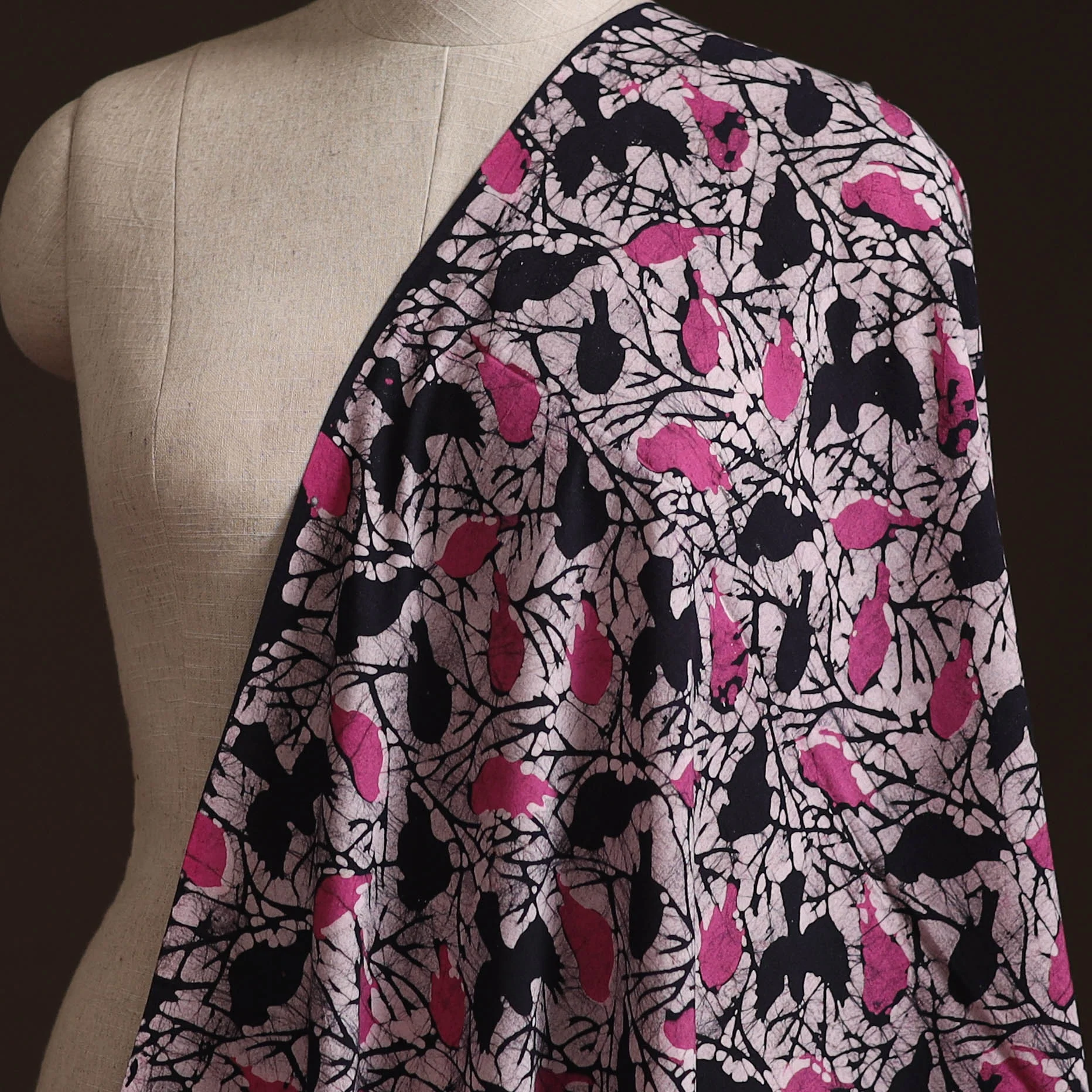 Pink - Hand Block Batik Print Cotton Fabric 08 - Image 2