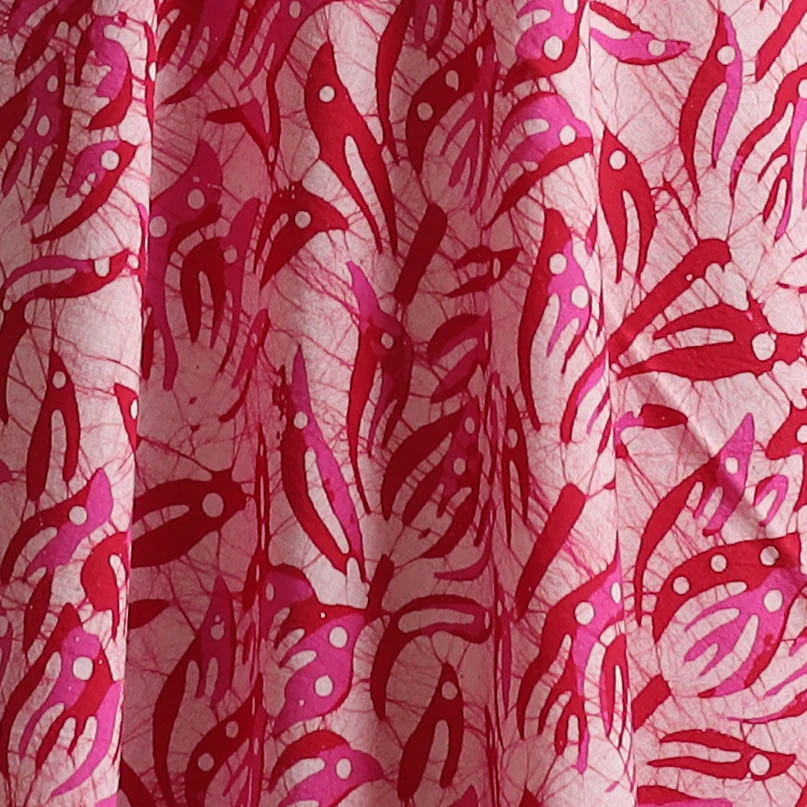 Pink - Hand Block Batik Print Cotton Fabric 09 - Image 3