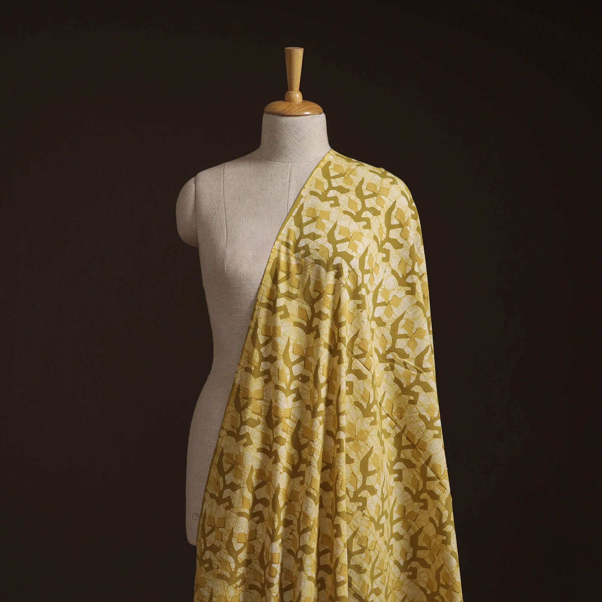 Yellow - Hand Block Batik Print Cotton Fabric 13