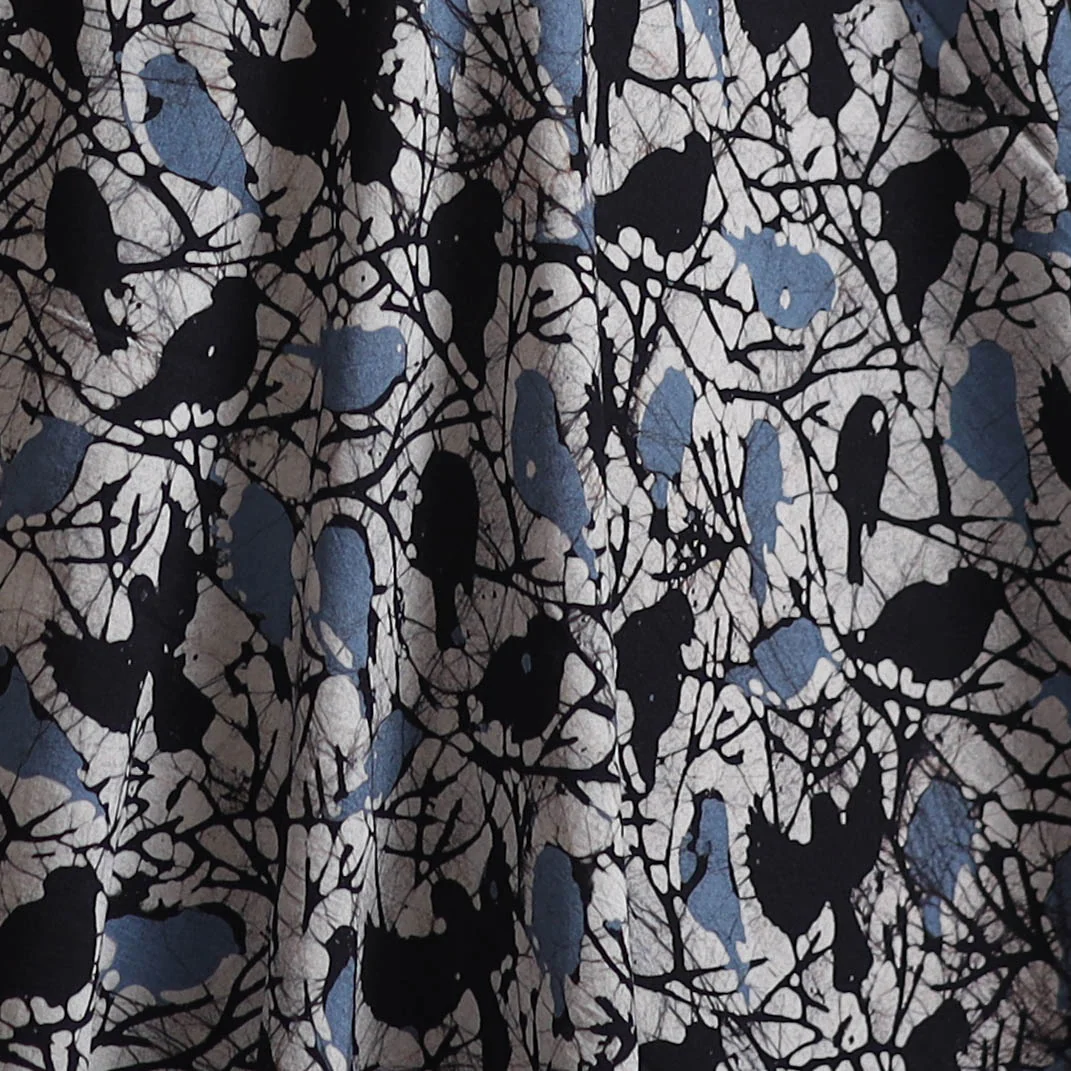 Blue - Hand Block Batik Print Cotton Fabric 19 - Image 3