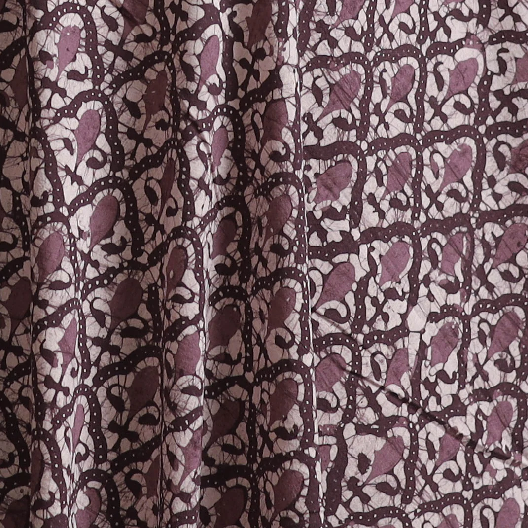 Purple - Hand Block Batik Print Cotton Fabric 22 - Image 3