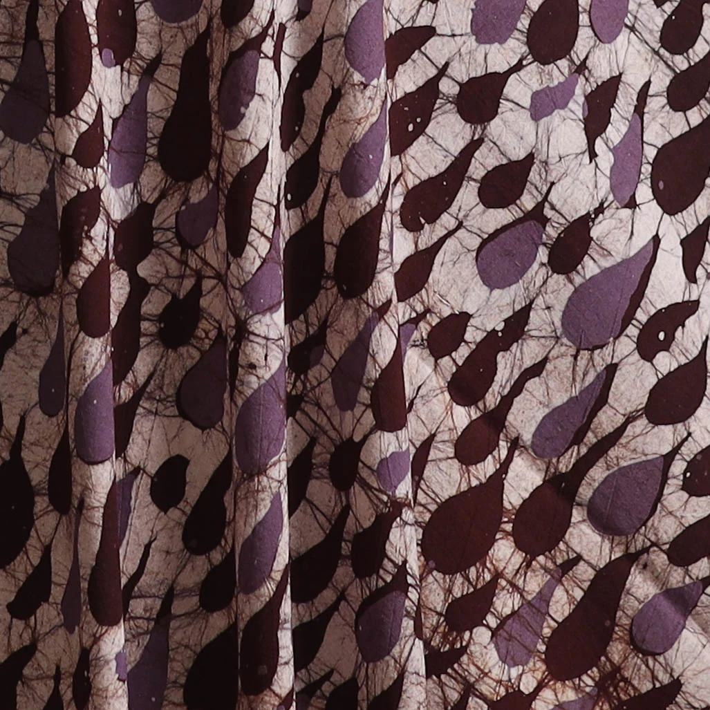 Brown - Hand Block Batik Print Cotton Fabric 23 - Image 3
