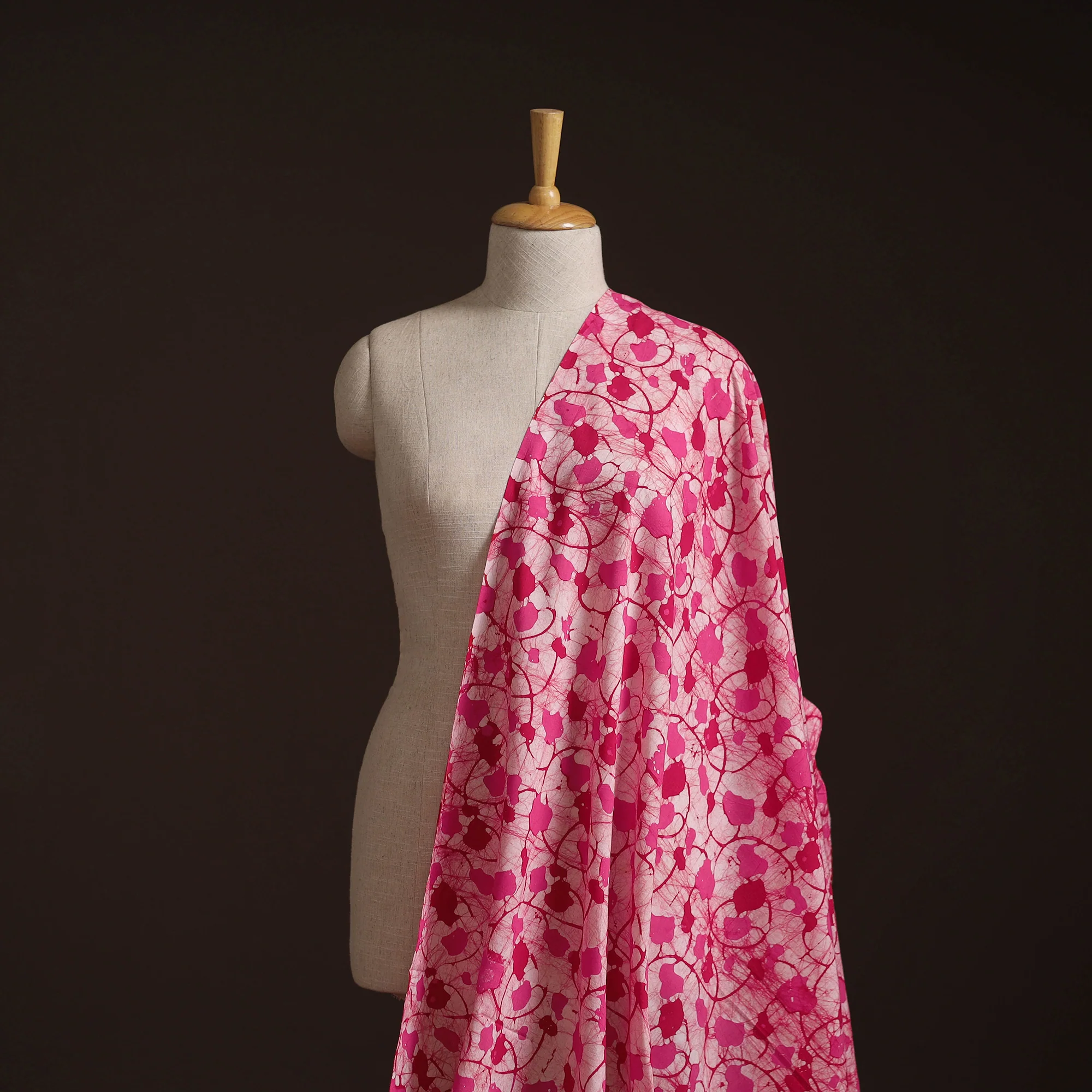 Pink - Hand Block Batik Print Cotton Fabric 27