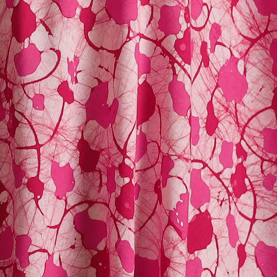 Pink - Hand Block Batik Print Cotton Fabric 27 - Image 3