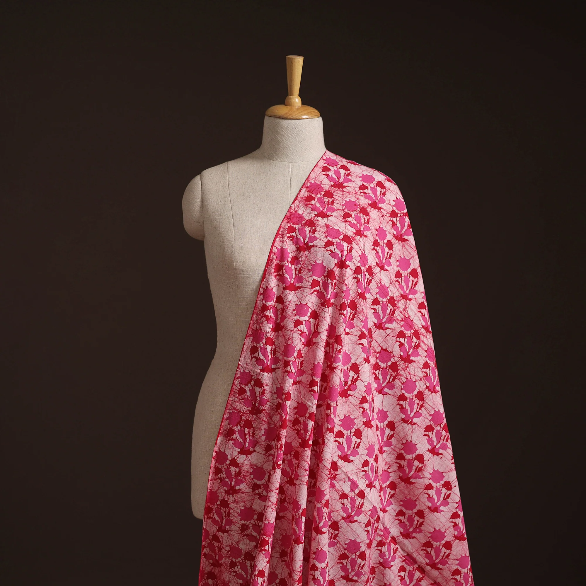 Pink - Hand Block Batik Print Cotton Fabric 29