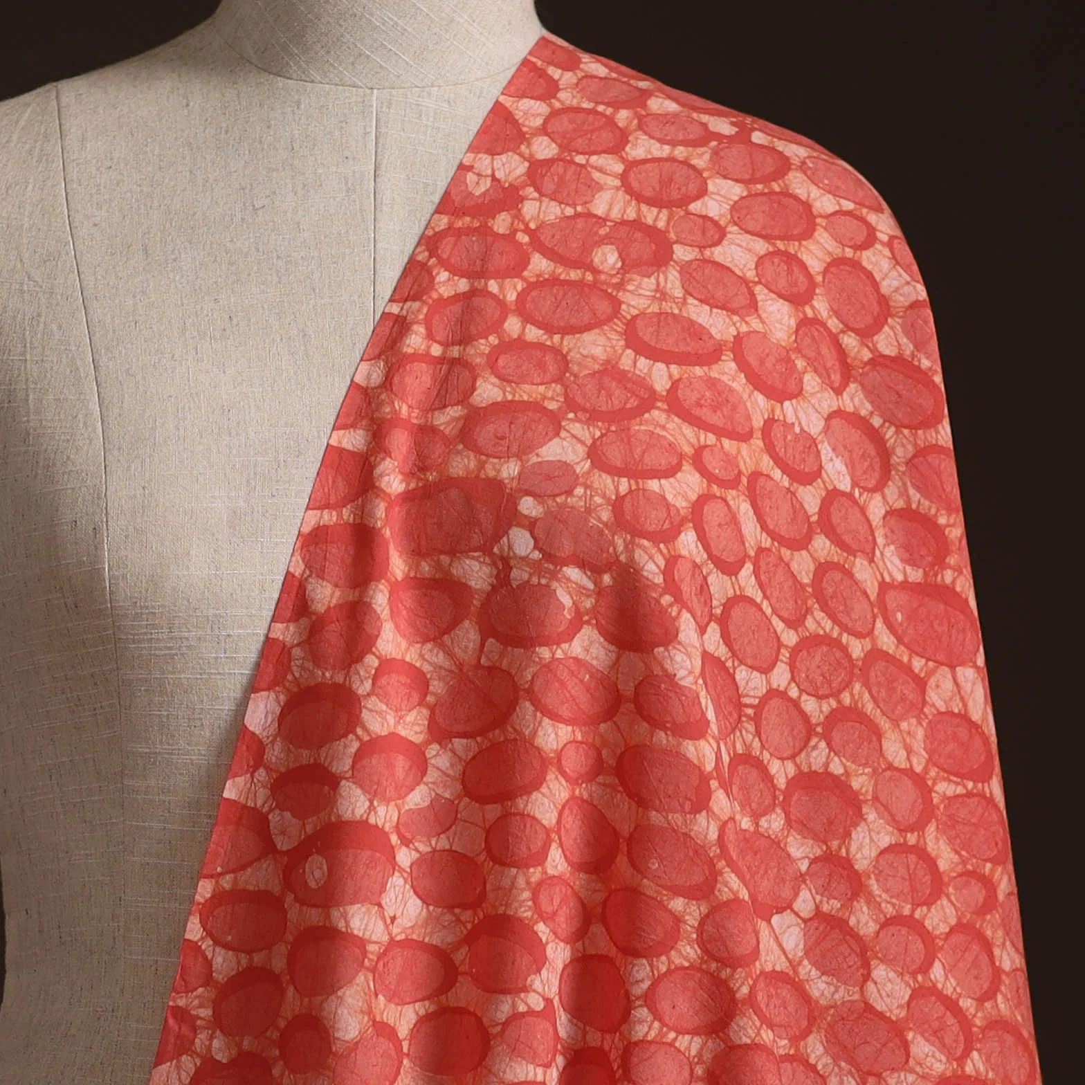Red - Hand Block Batik Print Cotton Fabric 32 - Image 2