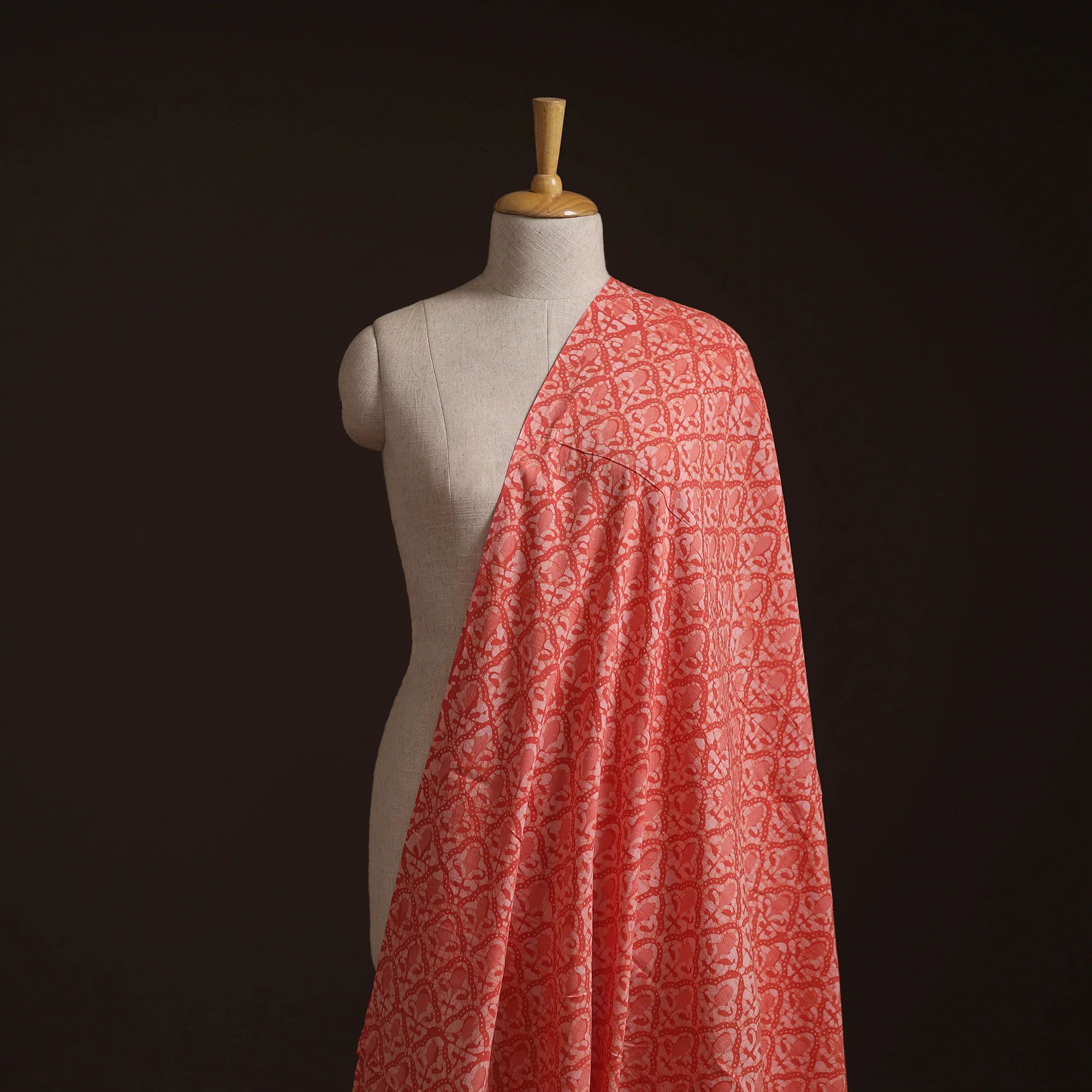 Red - Hand Block Batik Print Cotton Fabric 33