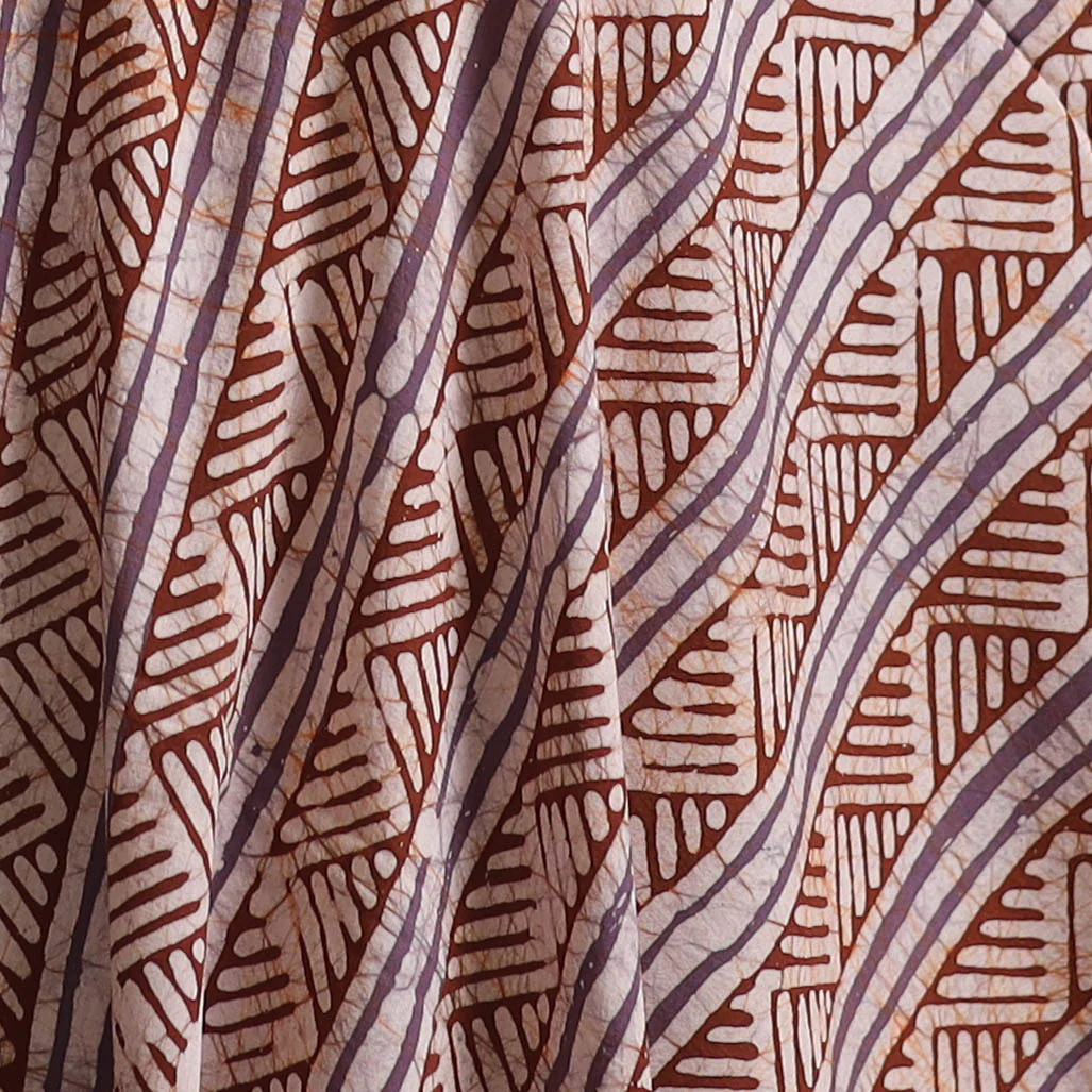 Brown - Hand Block Batik Print Cotton Fabric 34 - Image 3