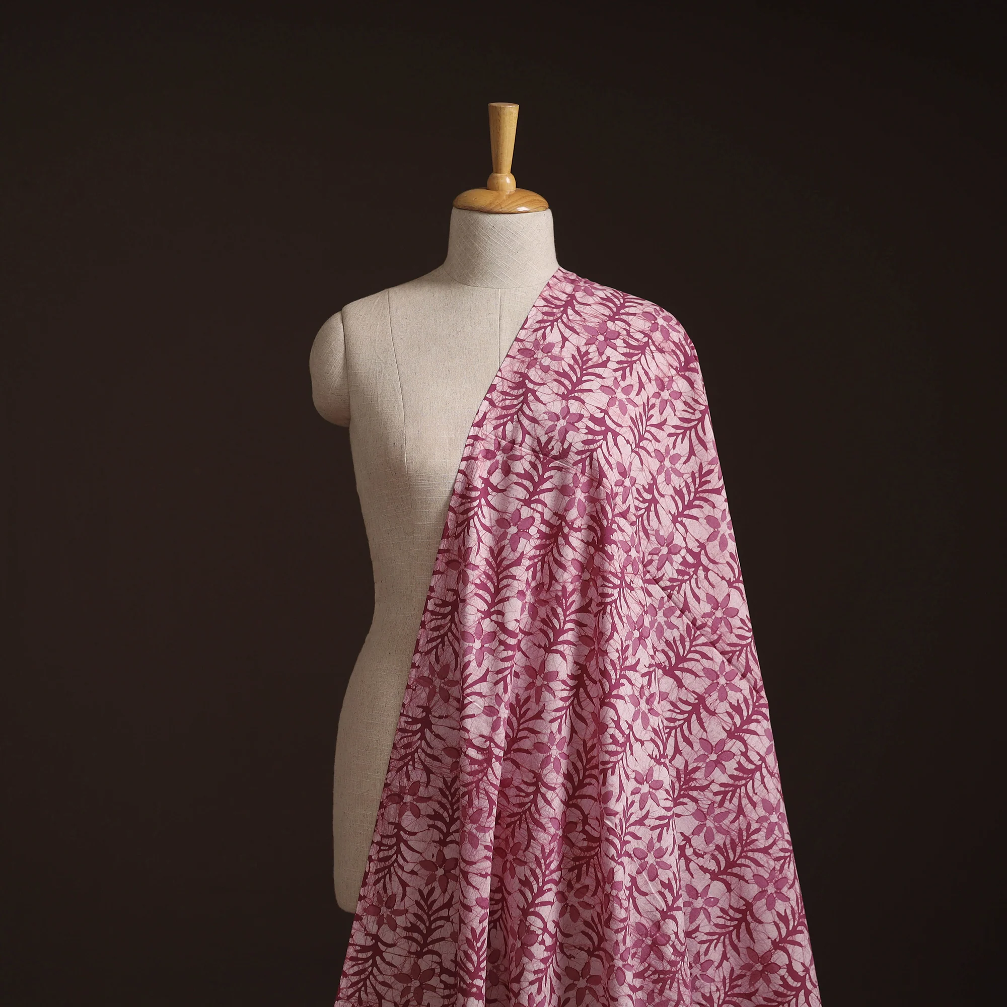 Pink - Hand Block Batik Print Cotton Fabric 36