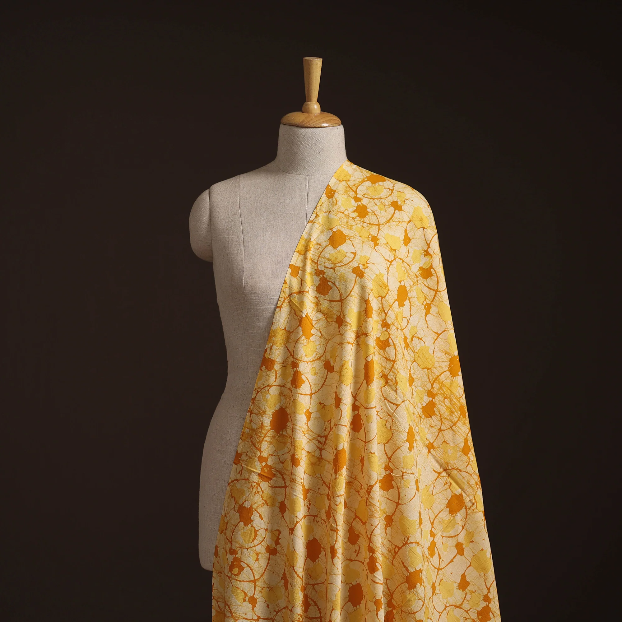 Yellow - Hand Block Batik Print Cotton Fabric 38