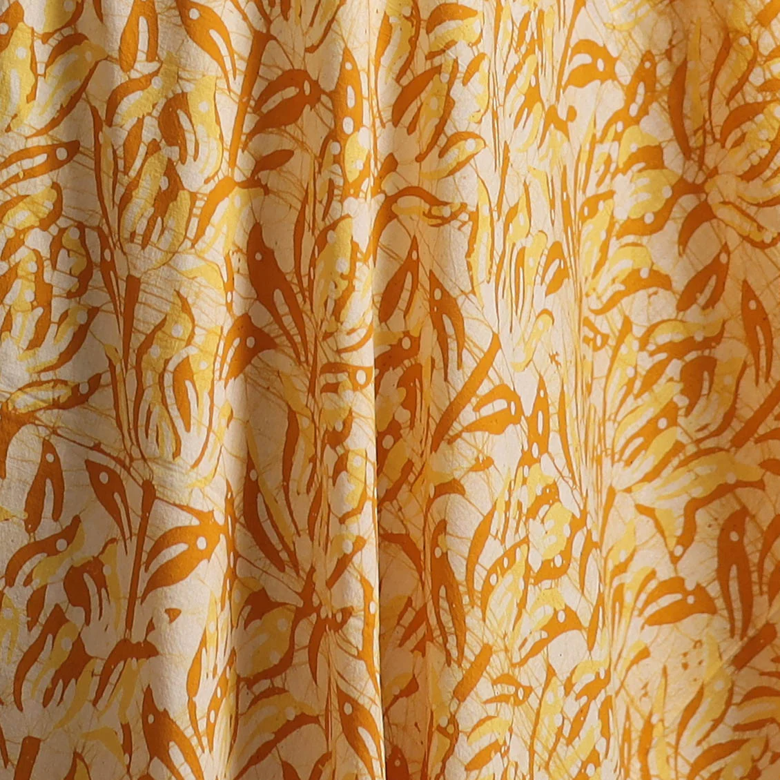 Yellow - Hand Block Batik Print Cotton Fabric 40 - Image 3