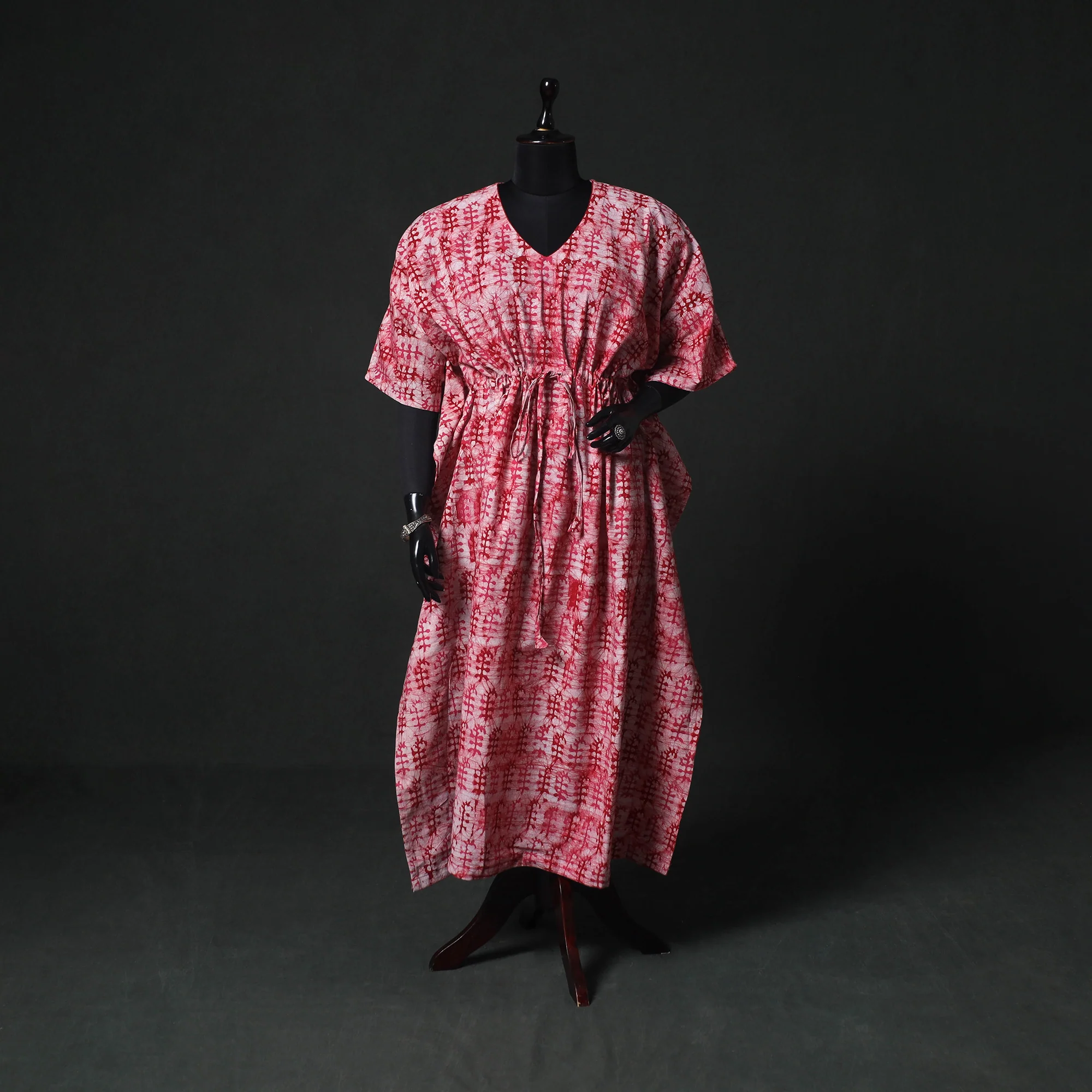 Pink - Hand Block Batik Print Cotton Kaftan (Long) 25
