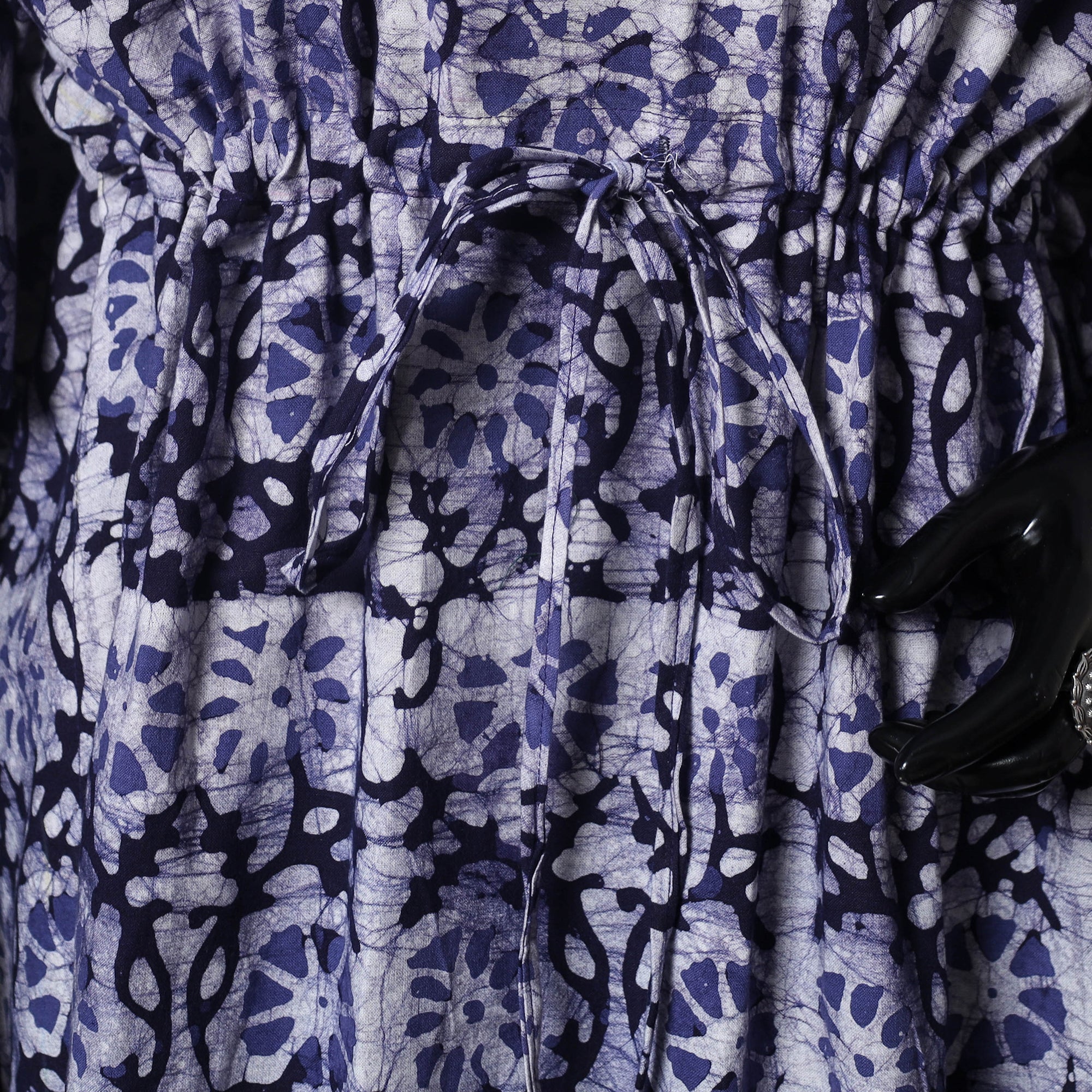 Purple - Hand Block Batik Print Cotton Kaftan (Medium) 61 - Image 3