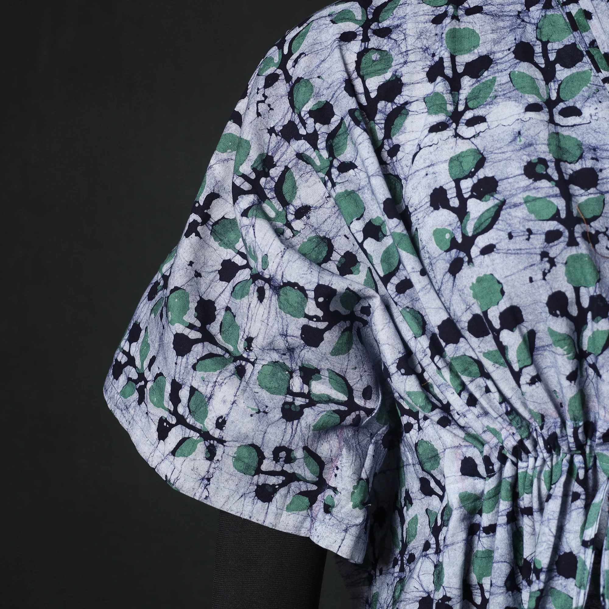 Hand Block Batik Print Cotton Kaftan (Short) 35 - Image 4