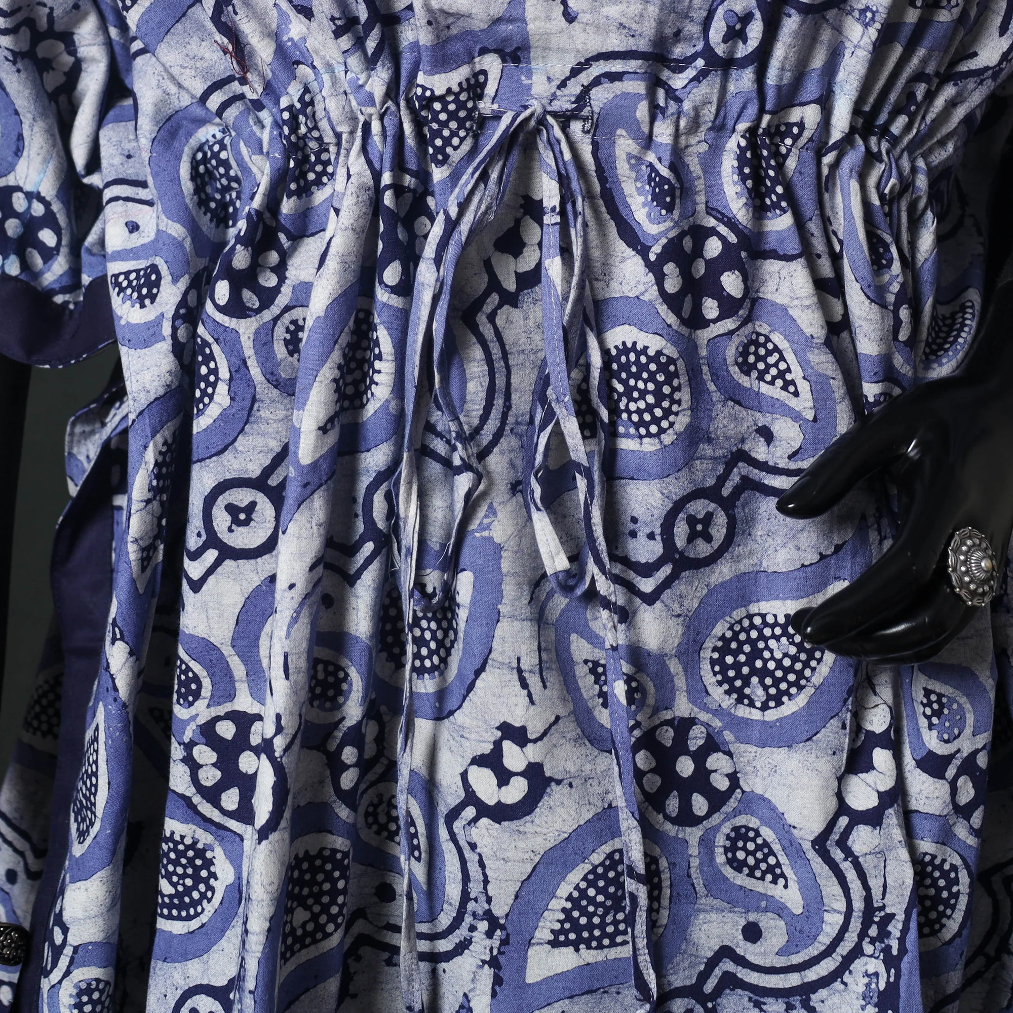 Purple - Hand Block Batik Print Cotton Kaftan (Short) 51 - Image 3