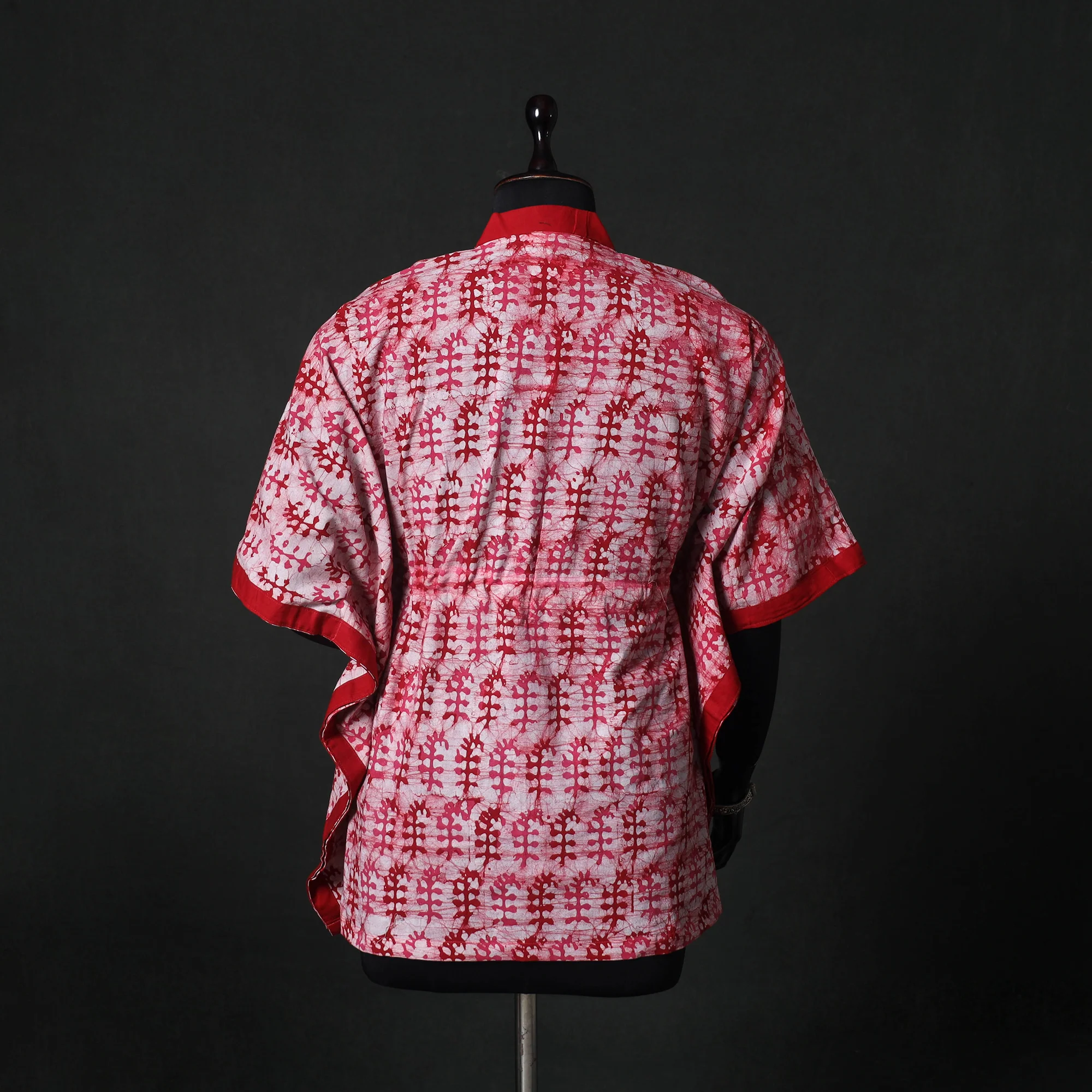 Pink - Hand Block Batik Print Cotton Kaftan (Short) 56 - Image 5