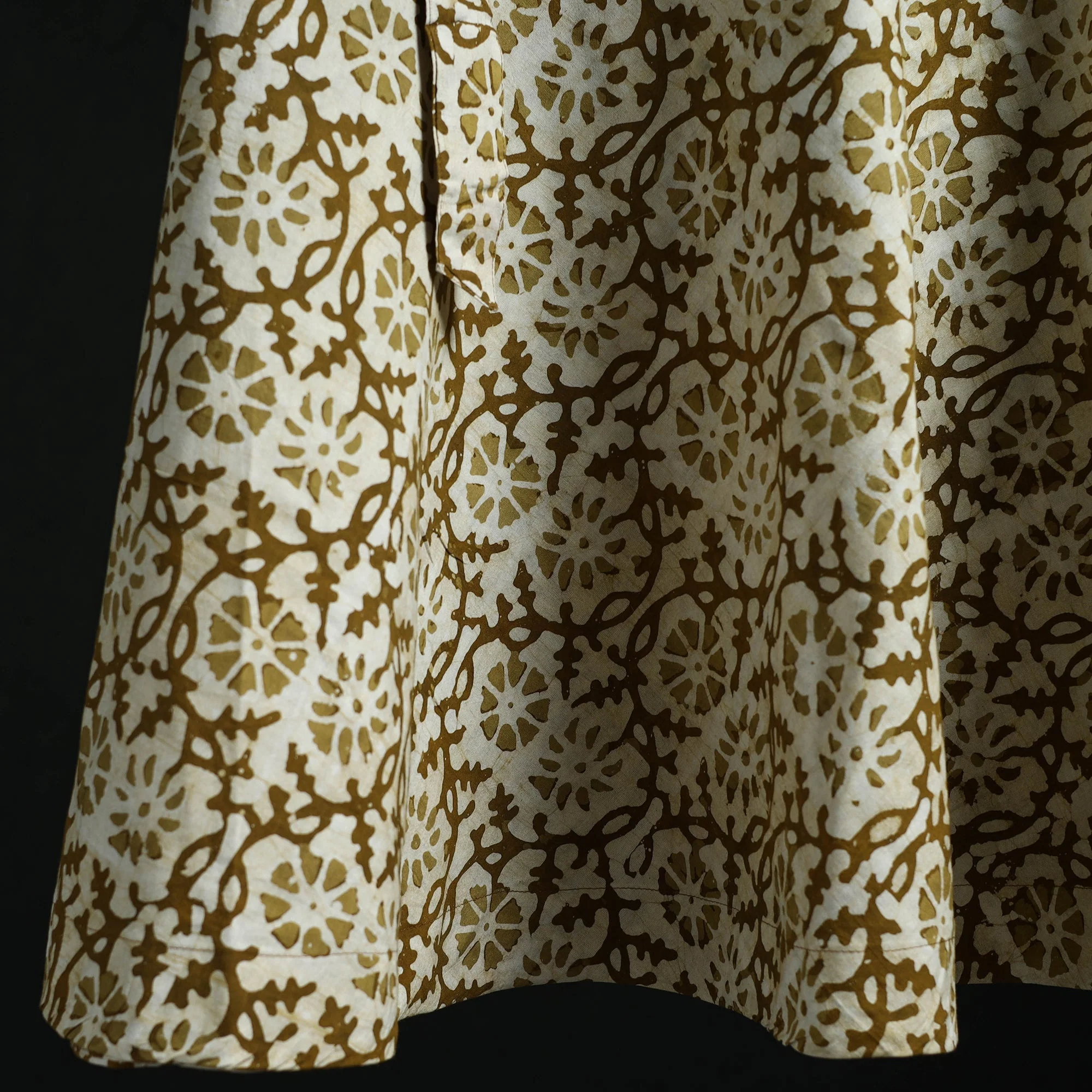 Green - Hand Block Batik Print Cotton Wrap Around Skirt 23 - Image 4