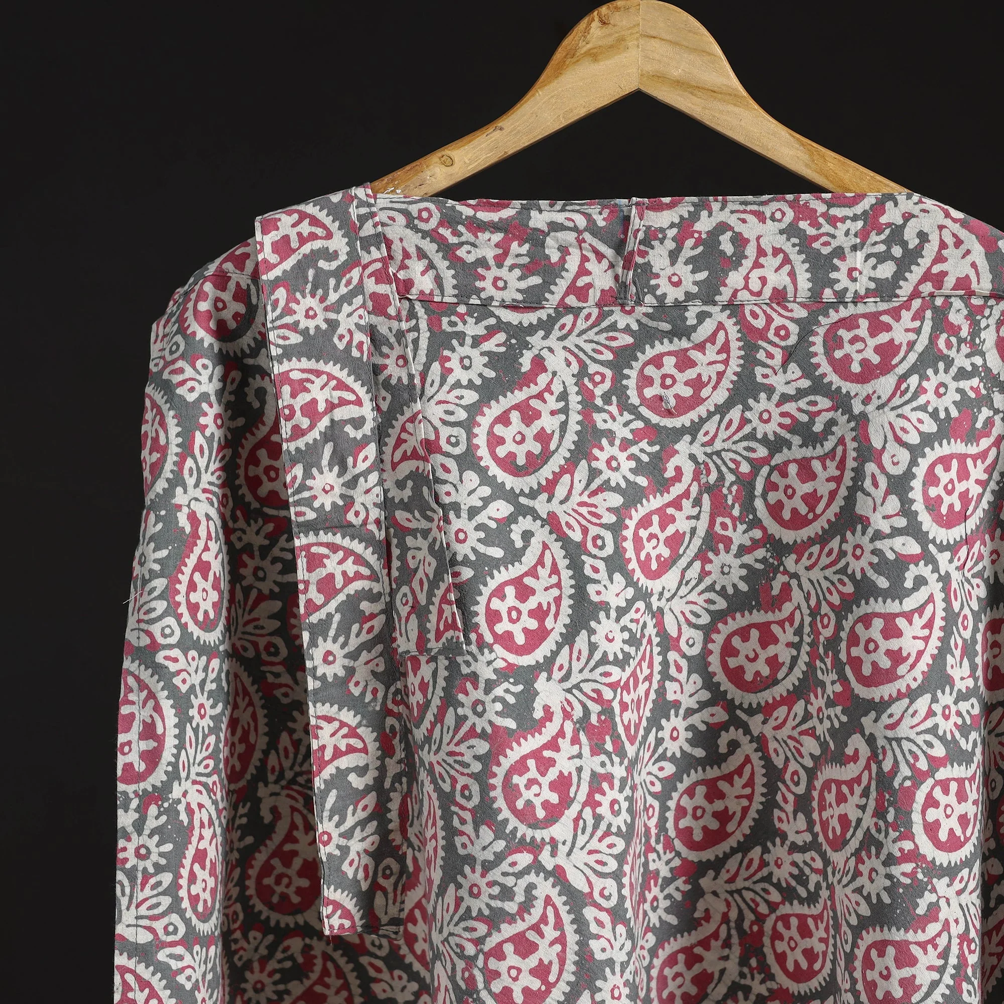Pink - Hand Block Batik Print Cotton Wrap Around Skirt 92 - Image 3