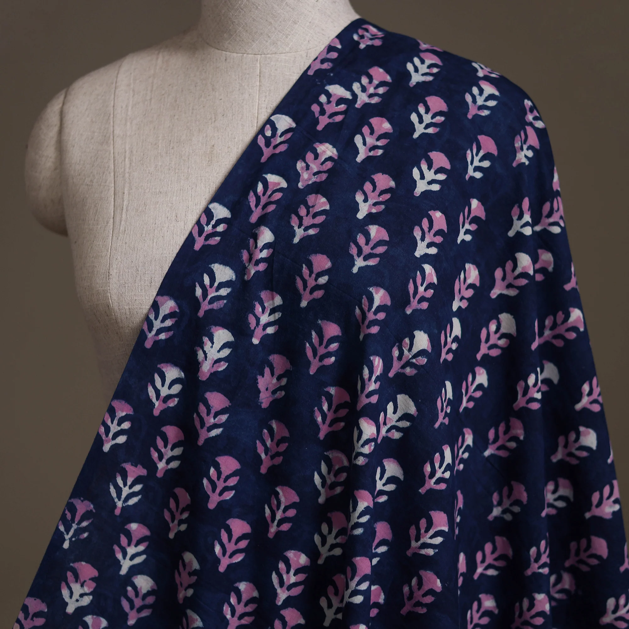 Blue - Hand Block Indigo Bagru Print Natural Dyed Cotton Fabric 02 - Image 2