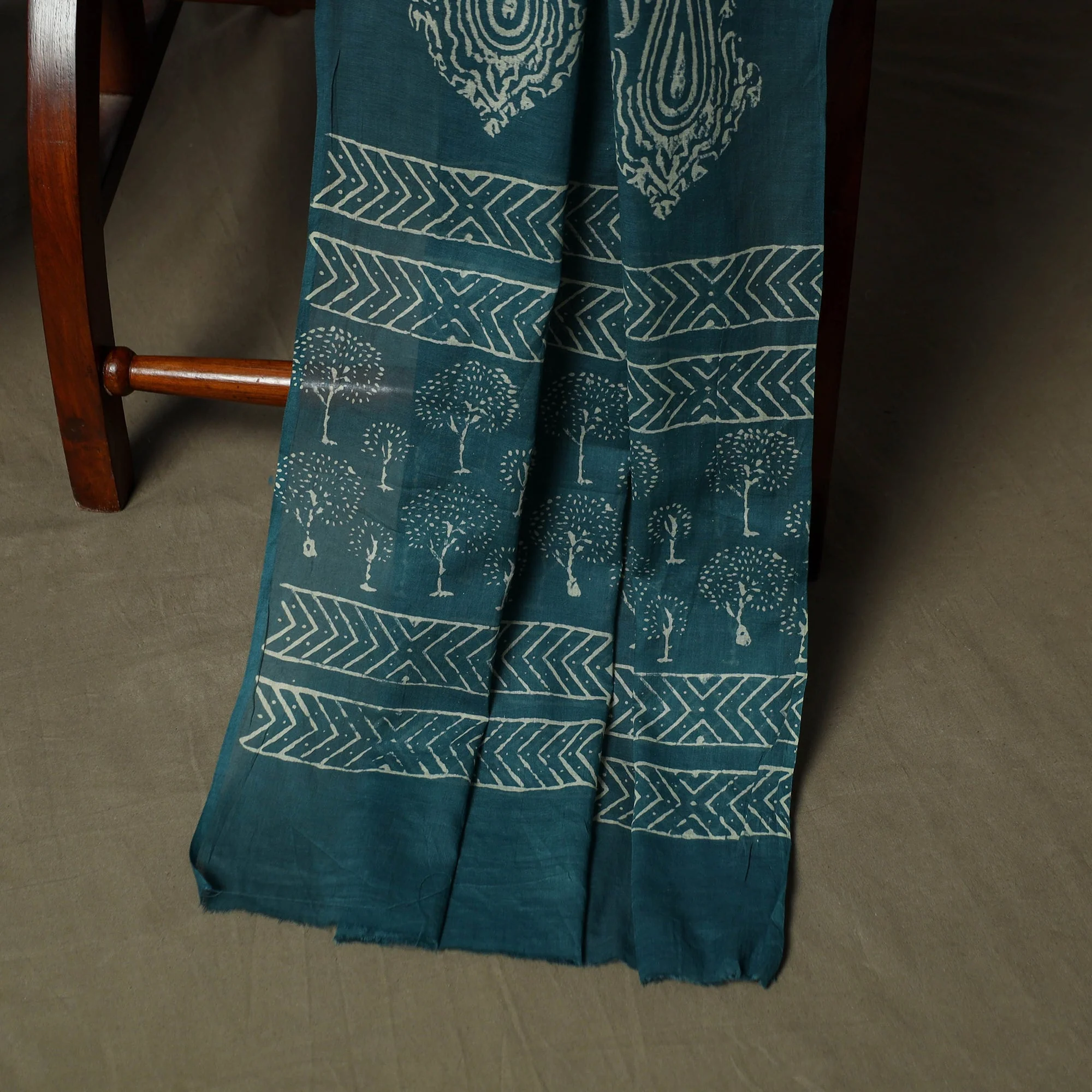Green - Hand Block Jaipur Print Cotton 3pc Unstitched Dress Material 90 - Image 4