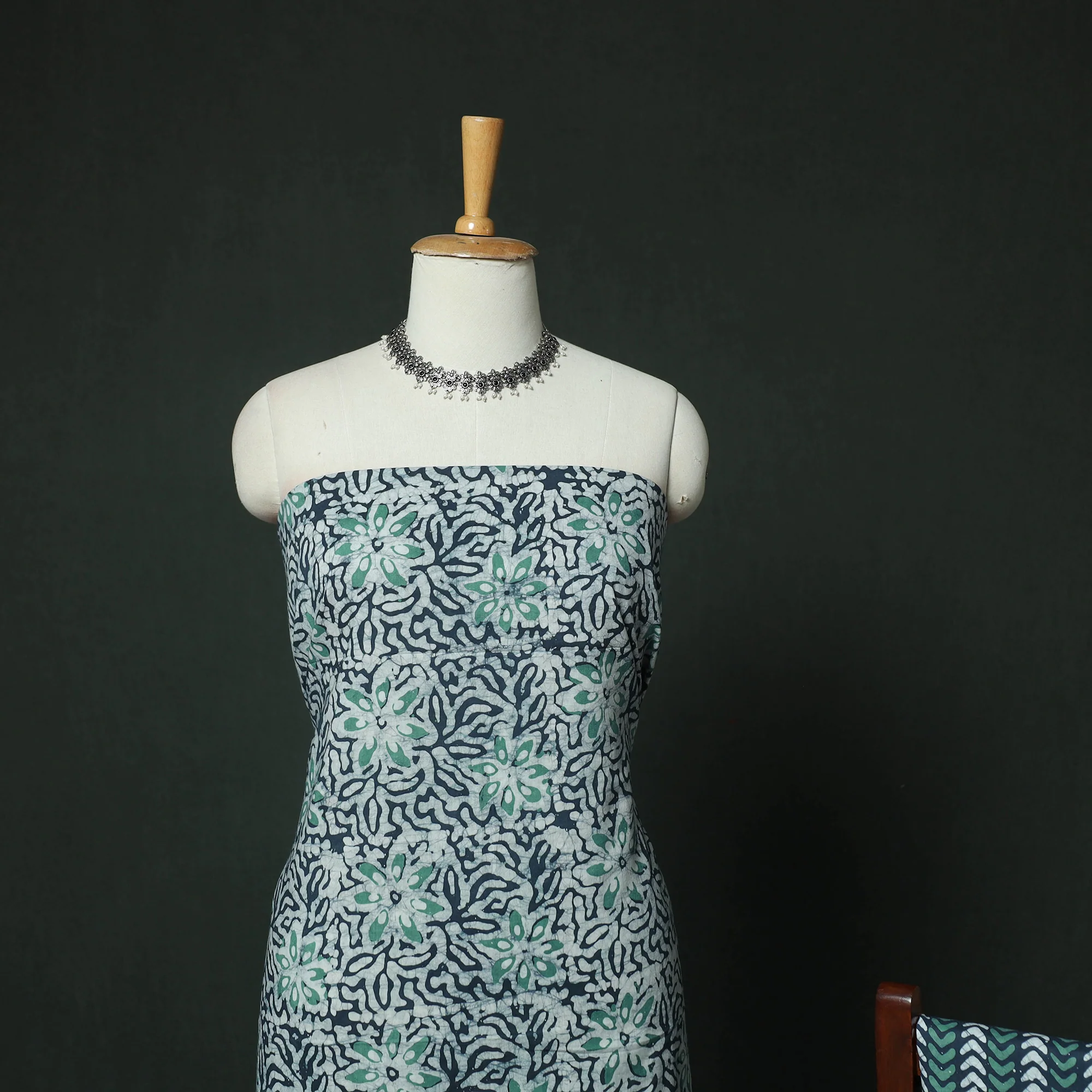Hand Block Kutch Batik Print Cotton 3pc Unstitched Dress Material Suit Set 03 - Image 3
