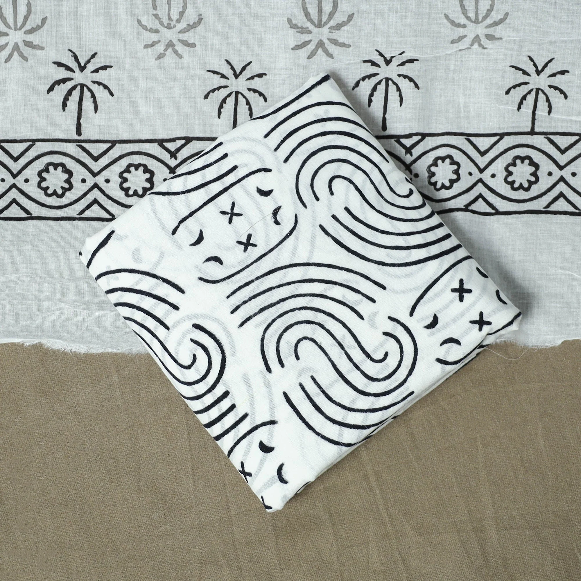 Black - Hand Block Print Cotton Sanganeri 3pc Unstitched Dress Material 43 - Image 5