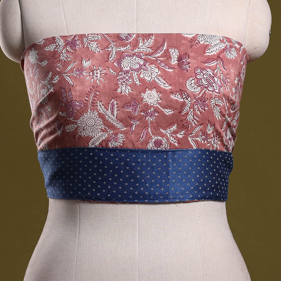 Pink - Hand Block Print Cotton Sanganeri Blouse Piece 79 - Image 2