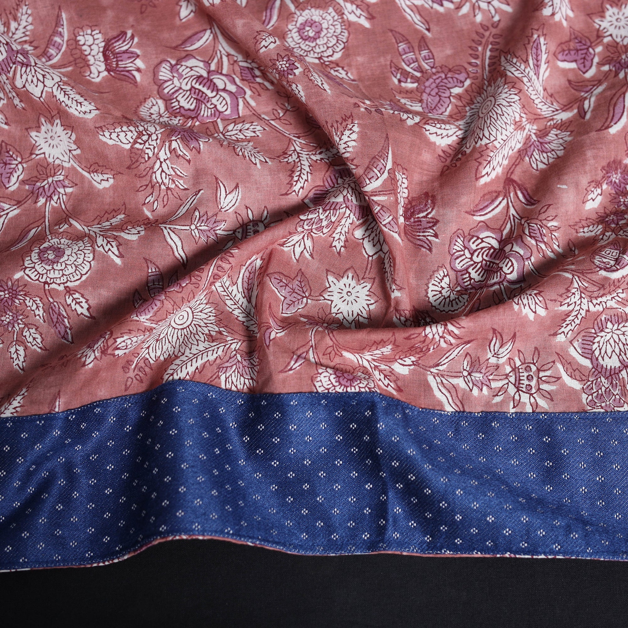 Pink - Hand Block Print Cotton Sanganeri Blouse Piece 79 - Image 3