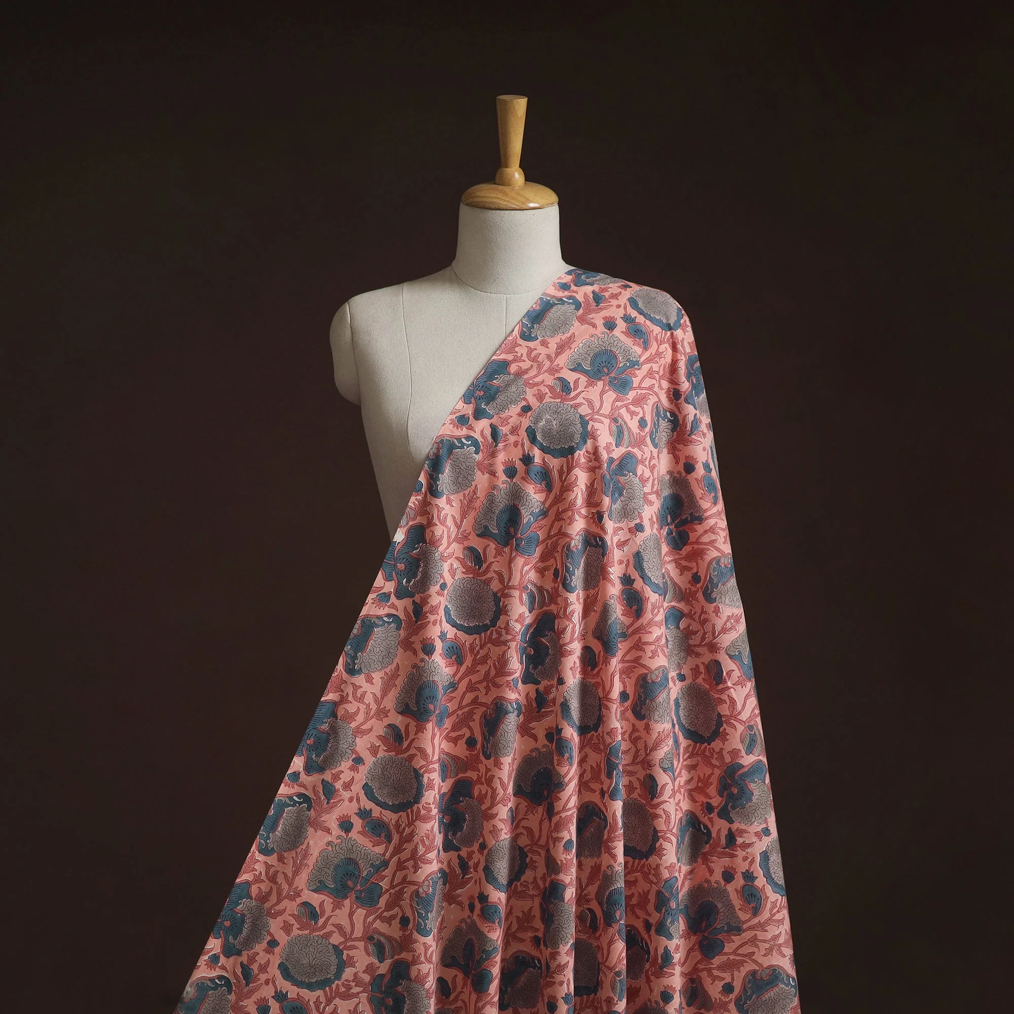 Pink - Hand Block Print Cotton Sanganeri Fabric 18