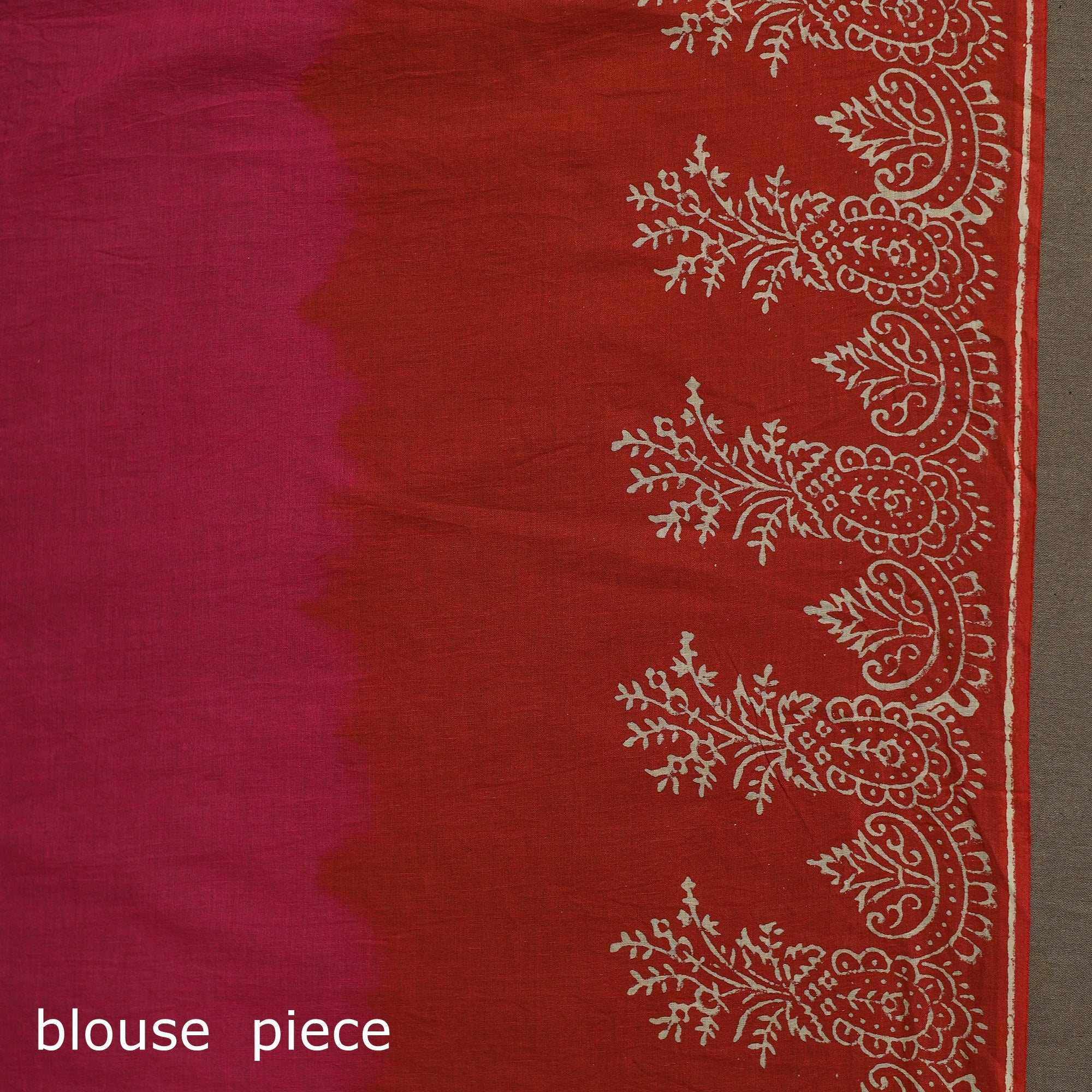Red - Hand Block Print Pure Mul Cotton Jaipur Saree 02 - Image 5