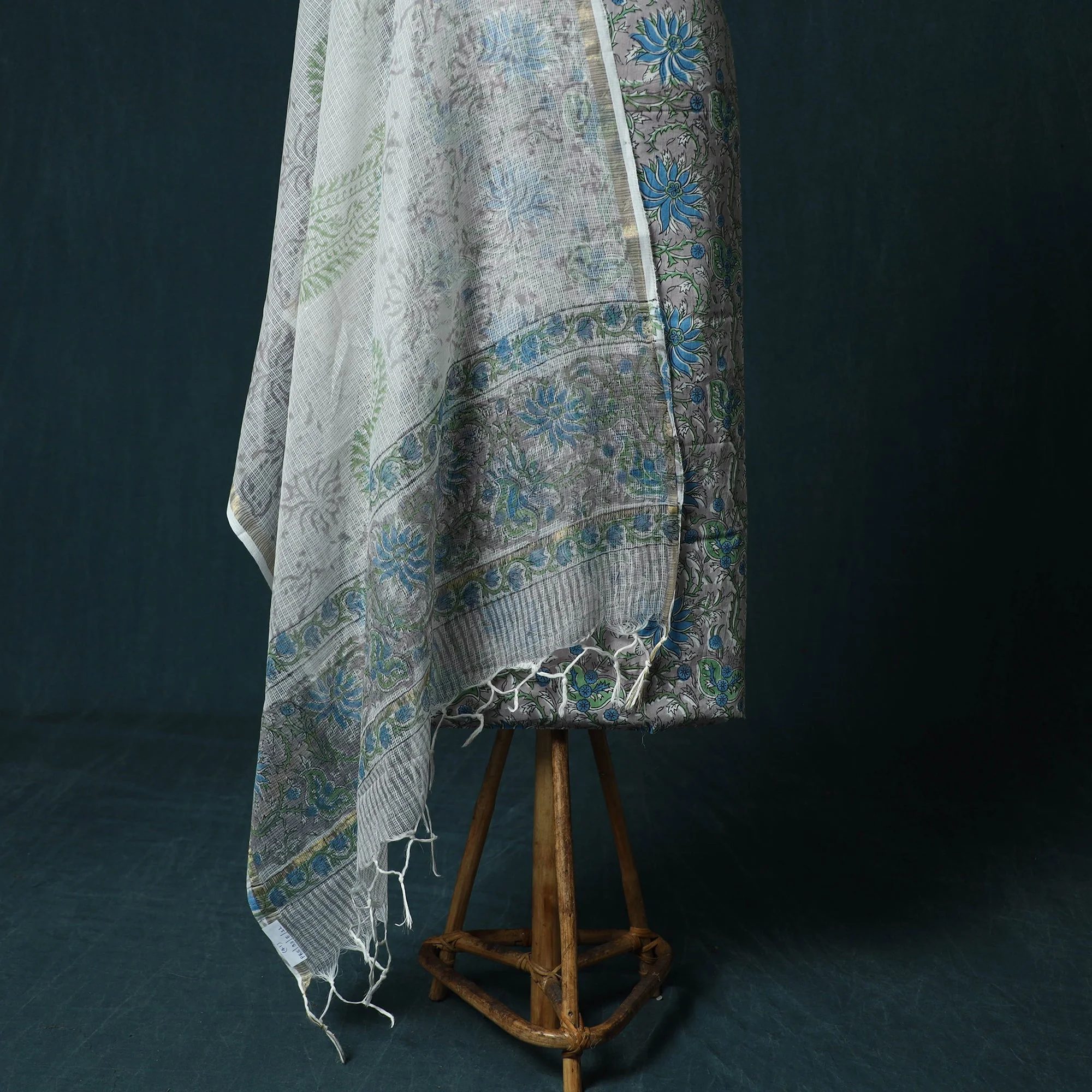 Grey - Hand Block Print Sanganeri Cotton 3pc Unstitched Dress Material 41 - Image 4