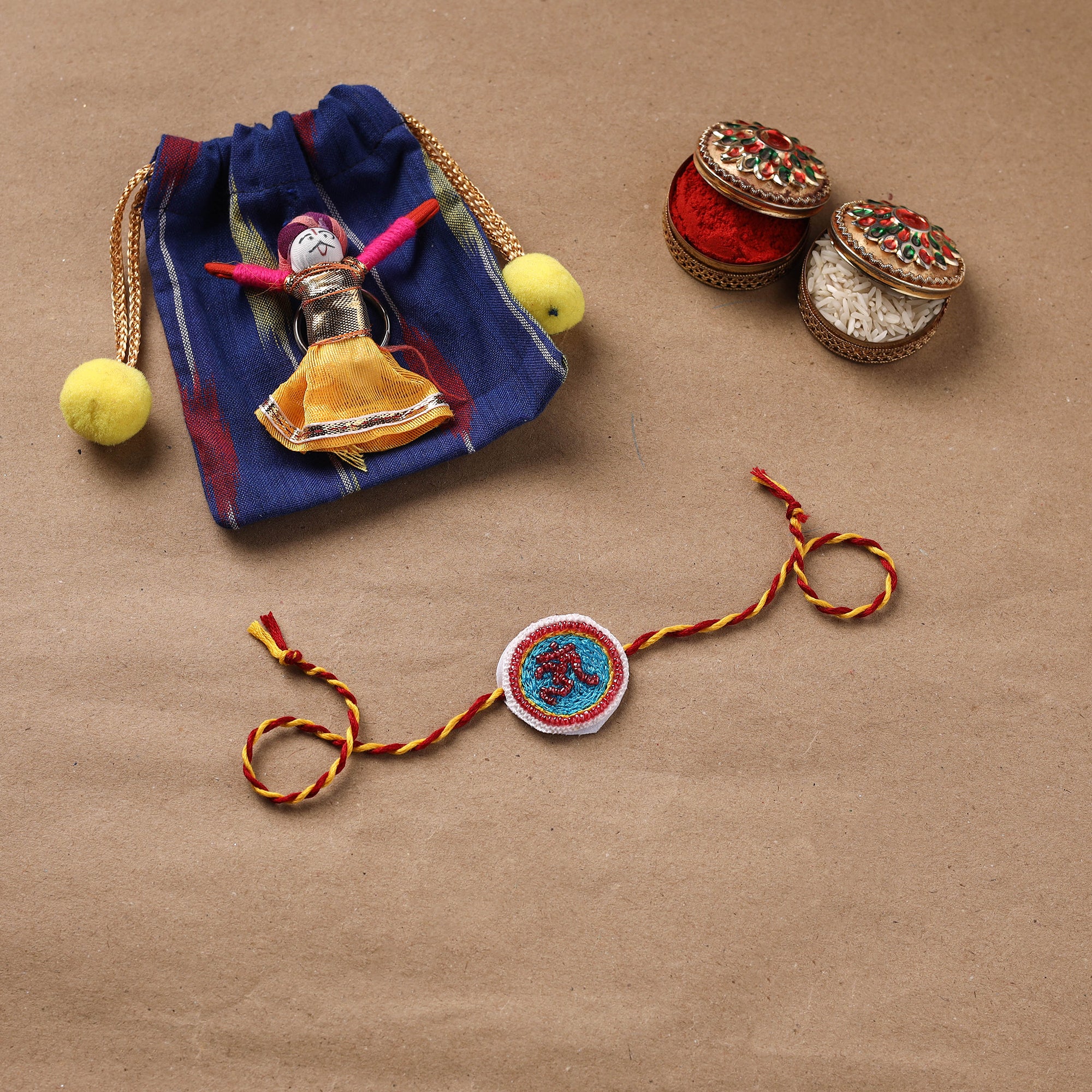 Om - Hand Embroidered Thread Work Rakhi 07