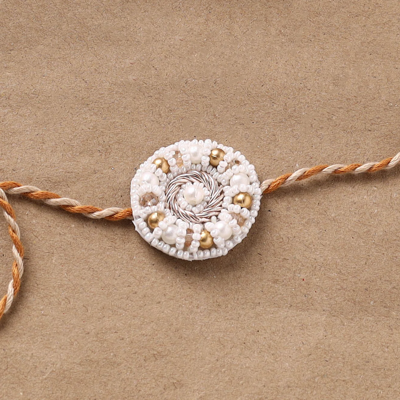 Flower - Hand Embroidered Thread Work Rakhi 08 - Image 2